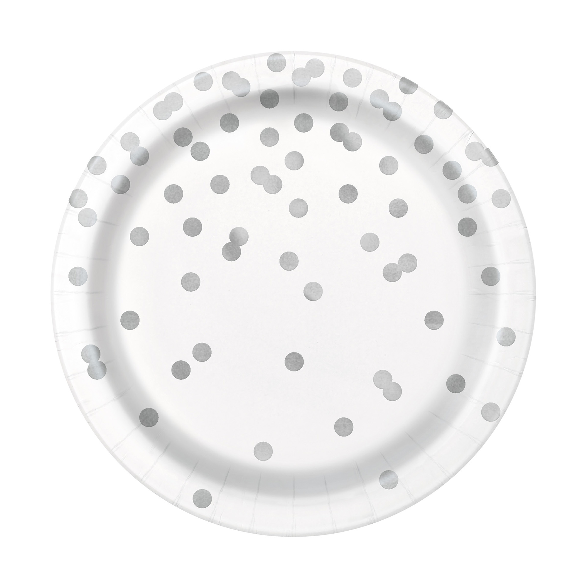7in Silver Dot Paper Dessert Plates 8-Count