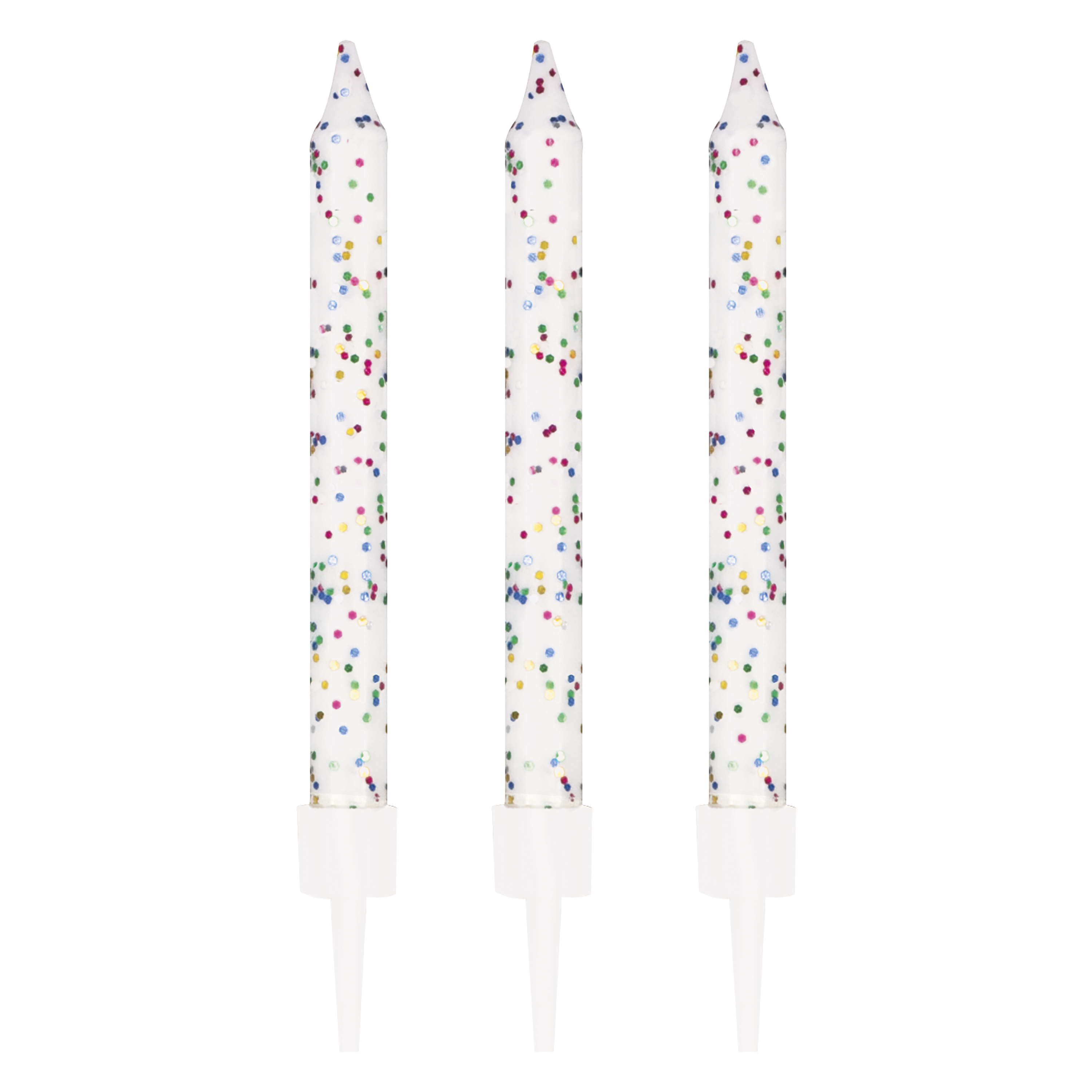 White Glitter Birthday Candles 10-Count