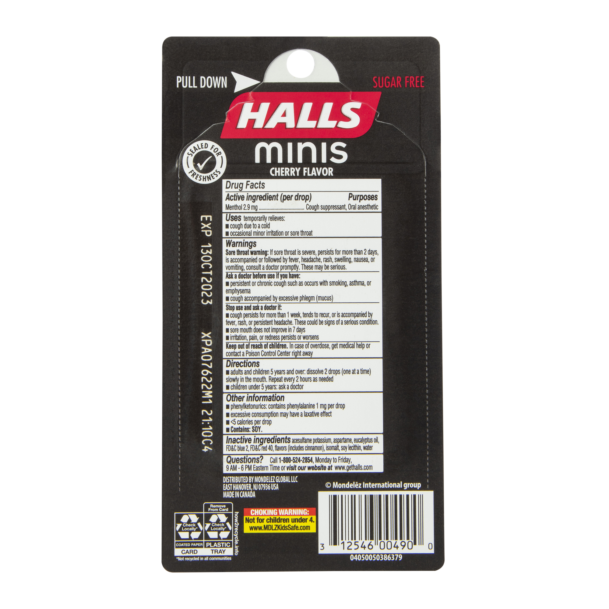 Halls® Minis Cherry Sugar-Free Cough Suppressant 24-Count