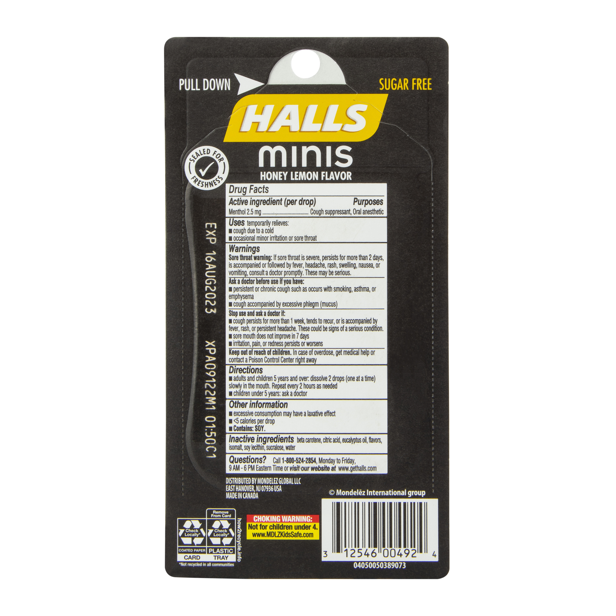 Halls® Minis Honey Lemon Sugar-Free Cough Suppressant 24-Count