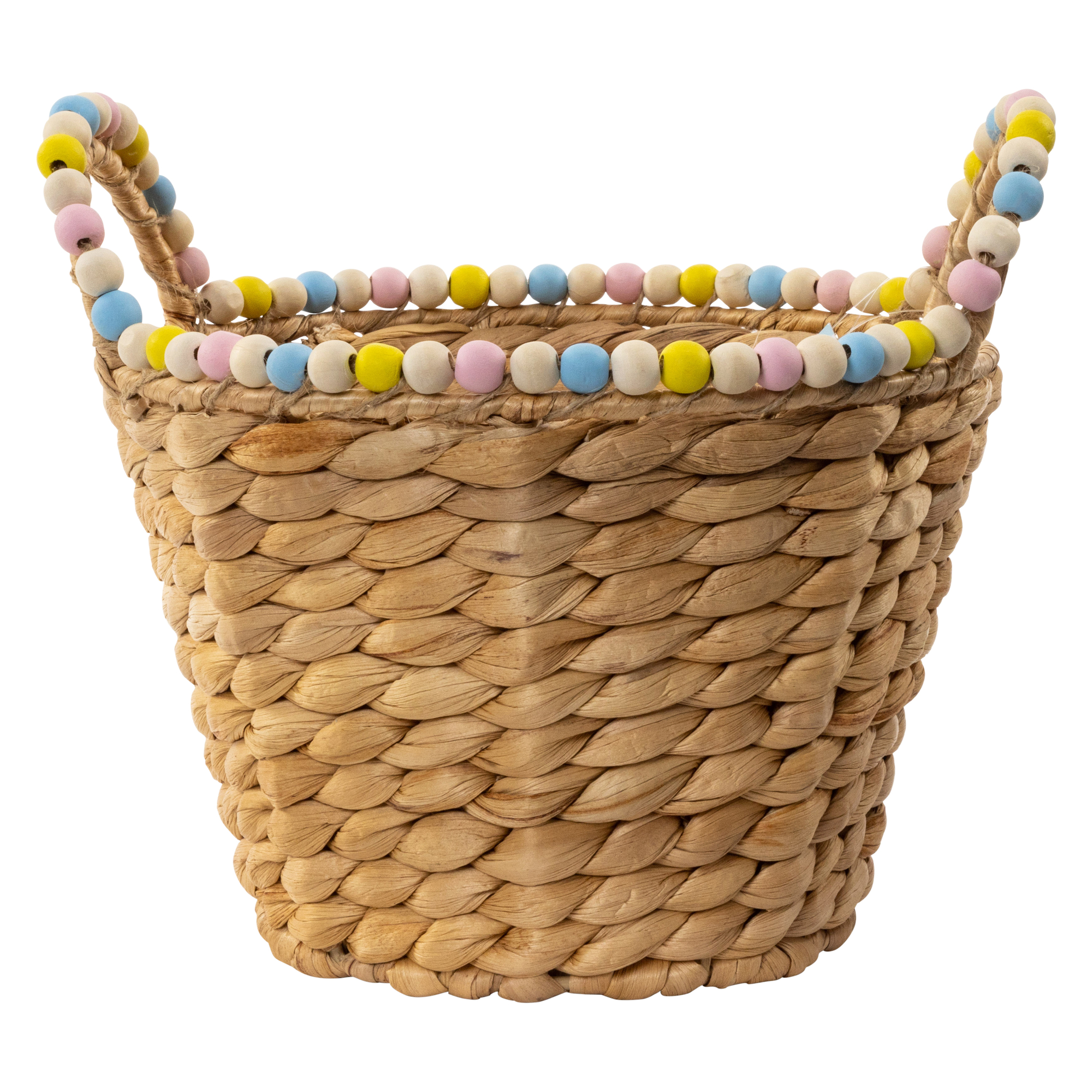 Woven Easter Basket With Bead Trim 9in