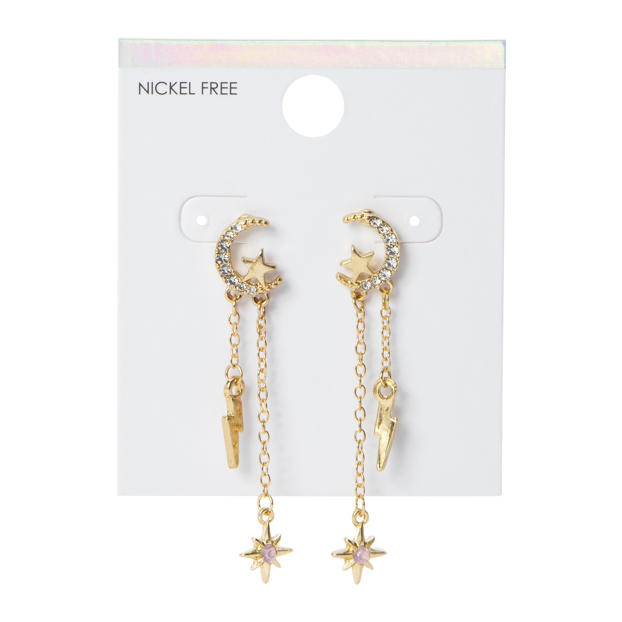 Gold Moon Chain Earrings