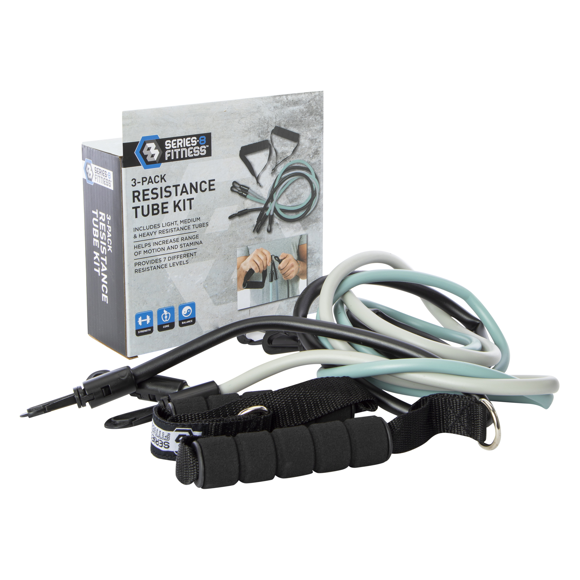 Series-8 Fitness™ Resistance Tube Kit 3-Pack