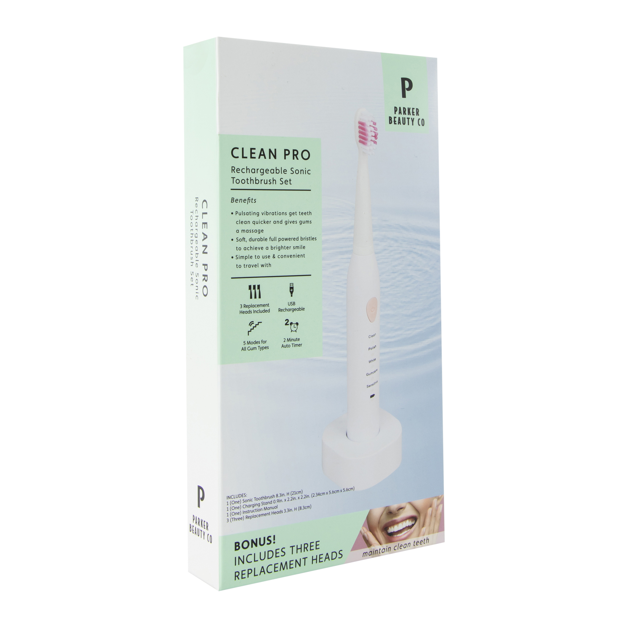 Clean Pro Rechargeable Sonic Toothbrush Set