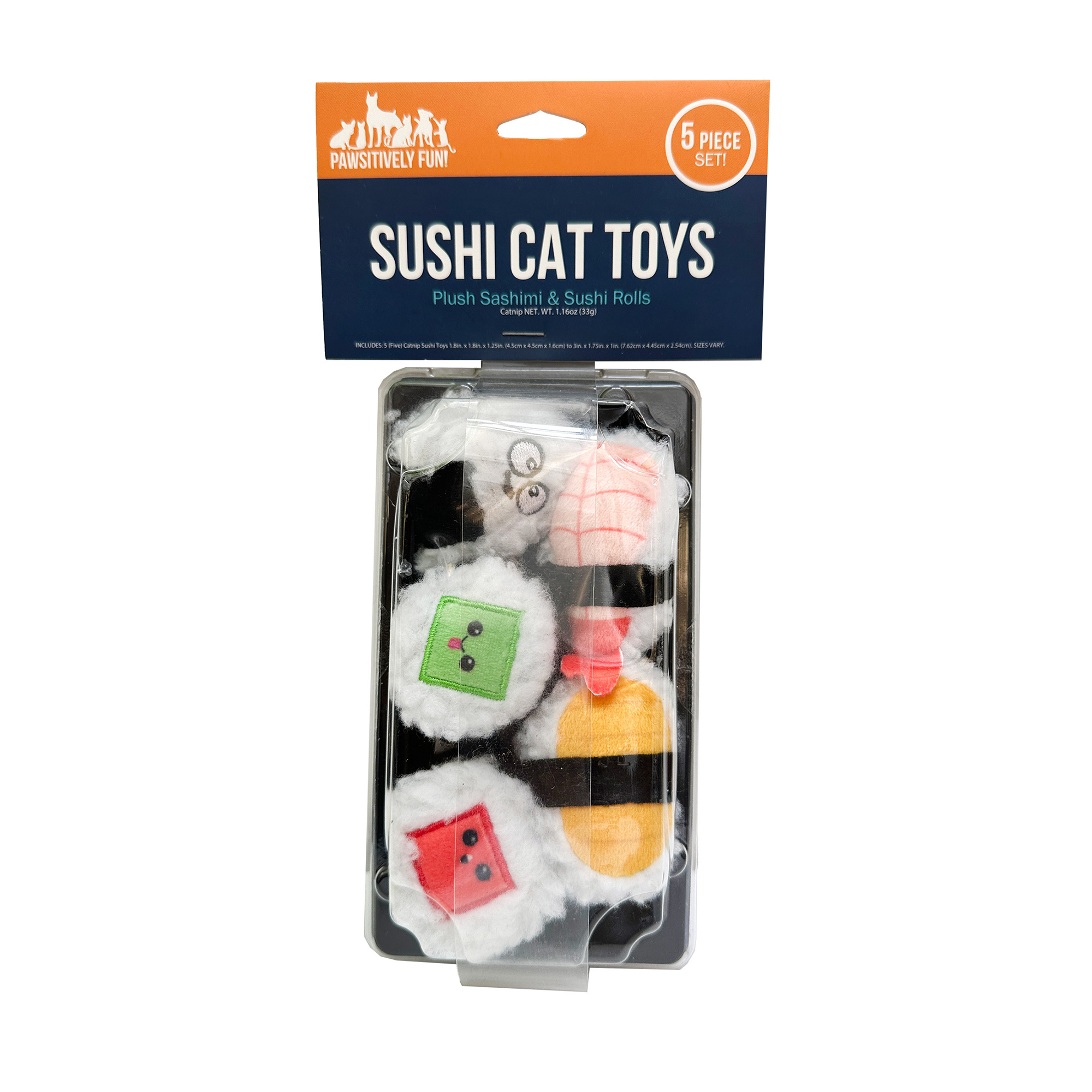 Plush Sushi Cat Toys 5-Pack