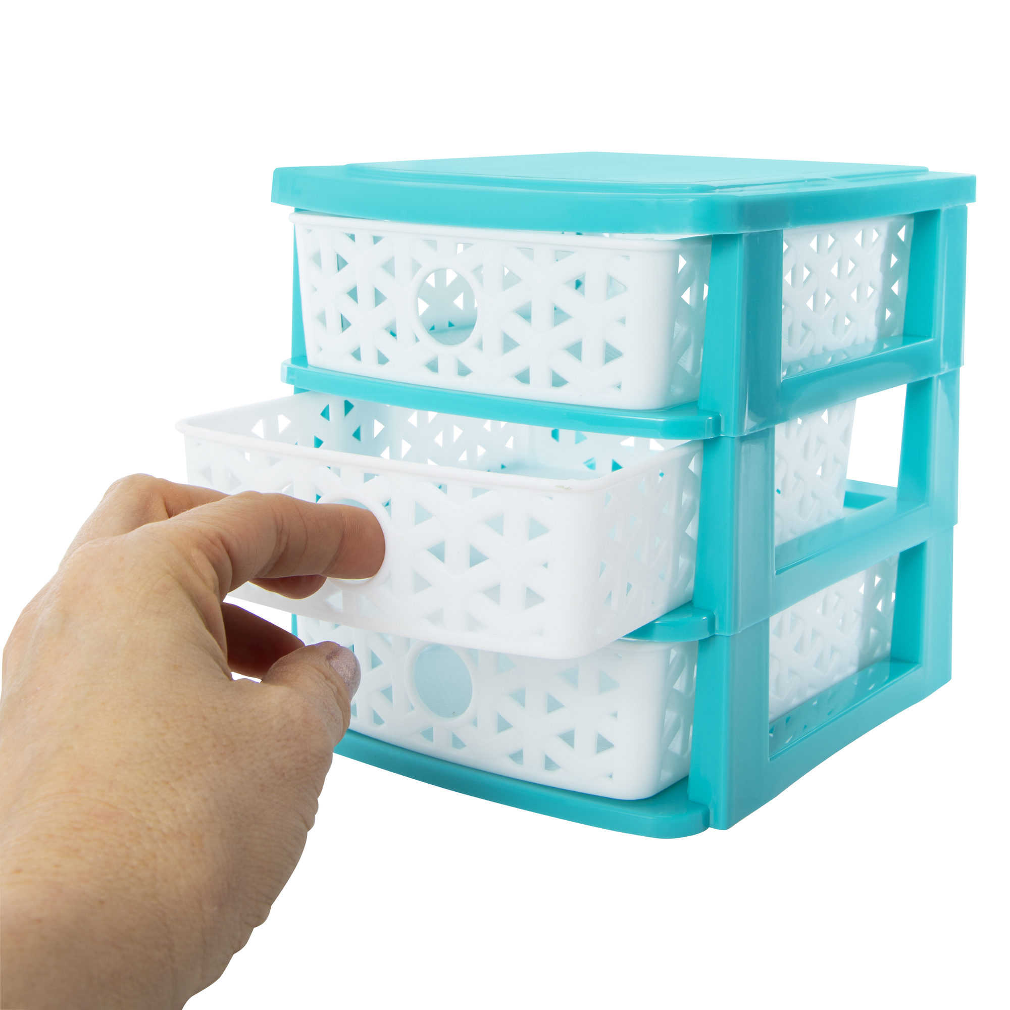 Stackable Lattice 3-Drawer Mini Organizer 7.5in