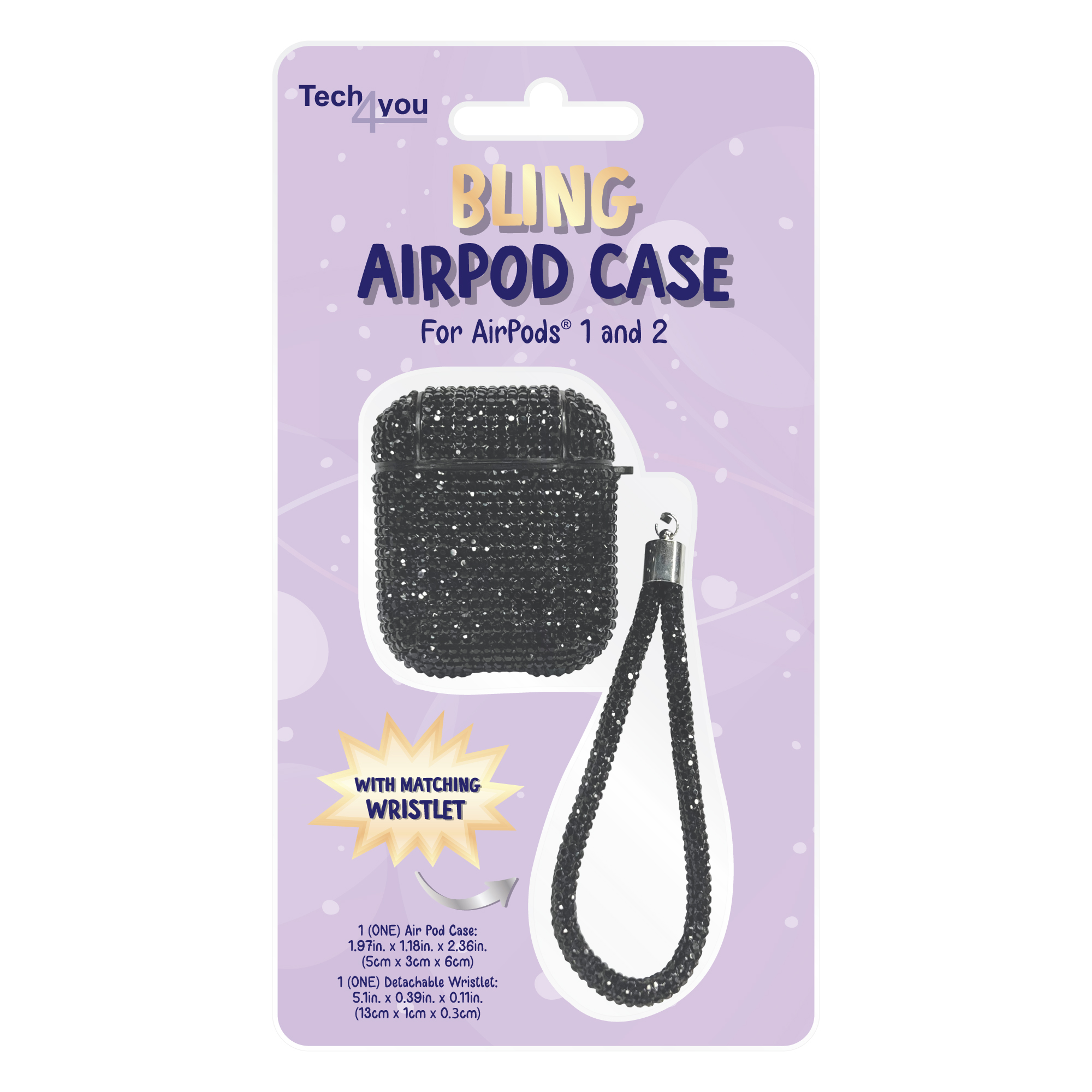 Bling Case With Wristlet For AirPods® 1 & 2