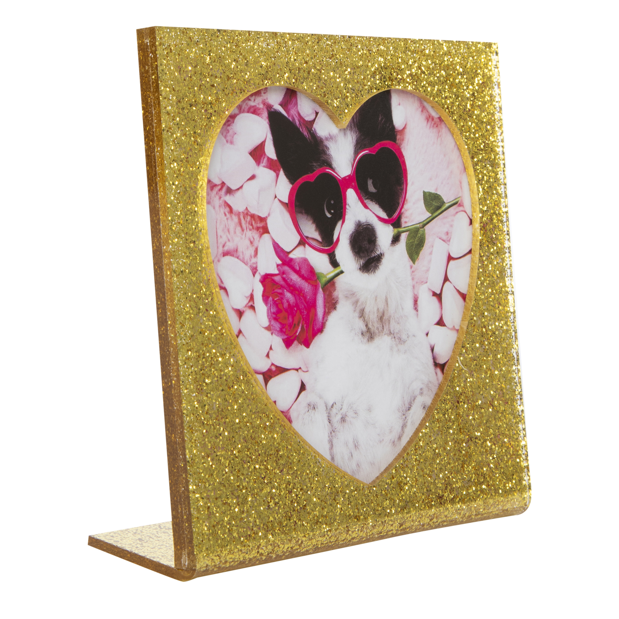 Glitter Heart Cutout Picture Frame 5in