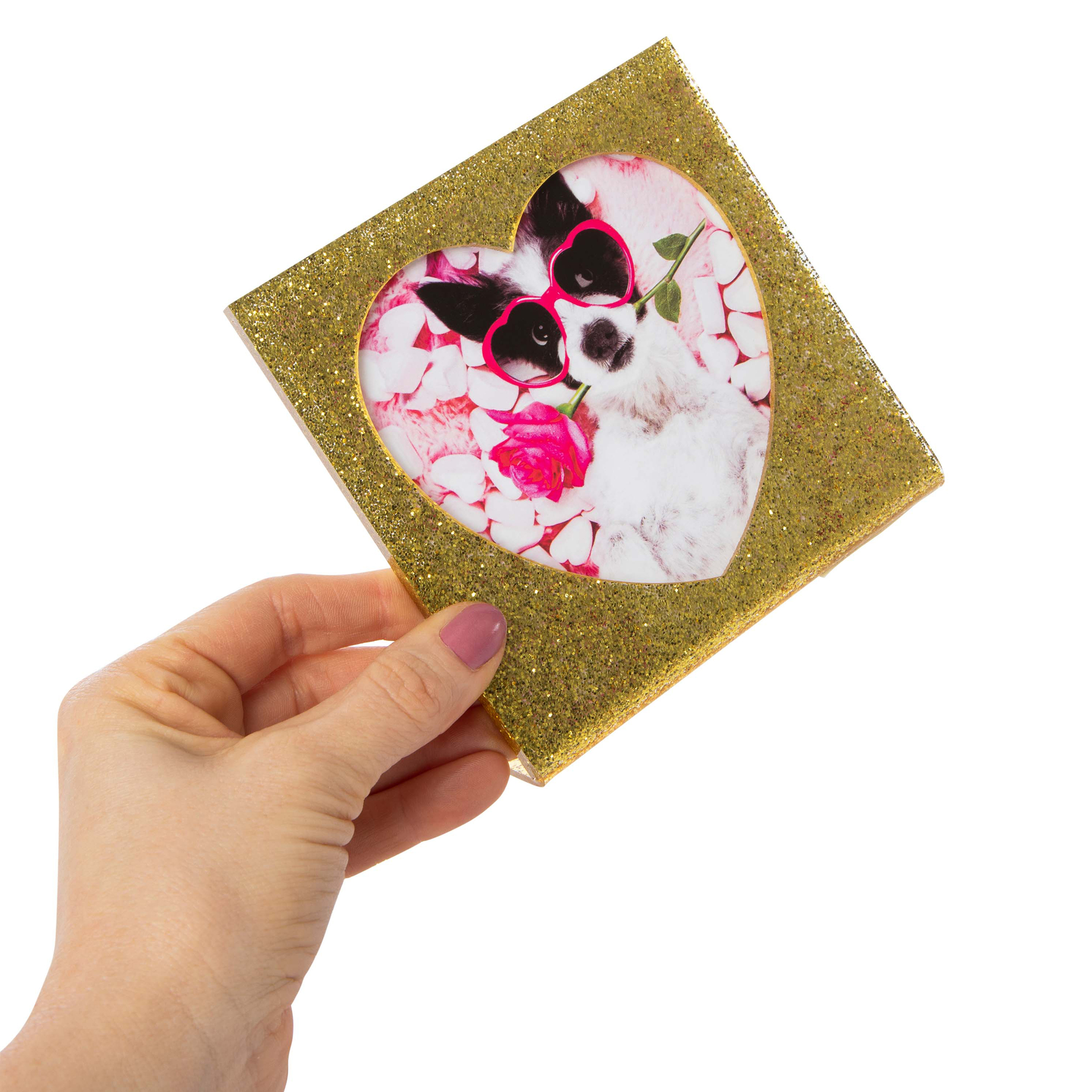 Glitter Heart Cutout Picture Frame 5in