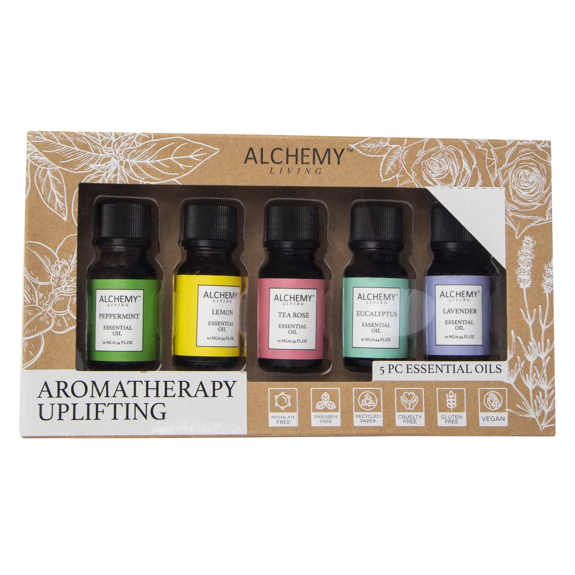 Alchemy Living™ 5-Piece Essential Oils Set - Uplifting Aromatherapy