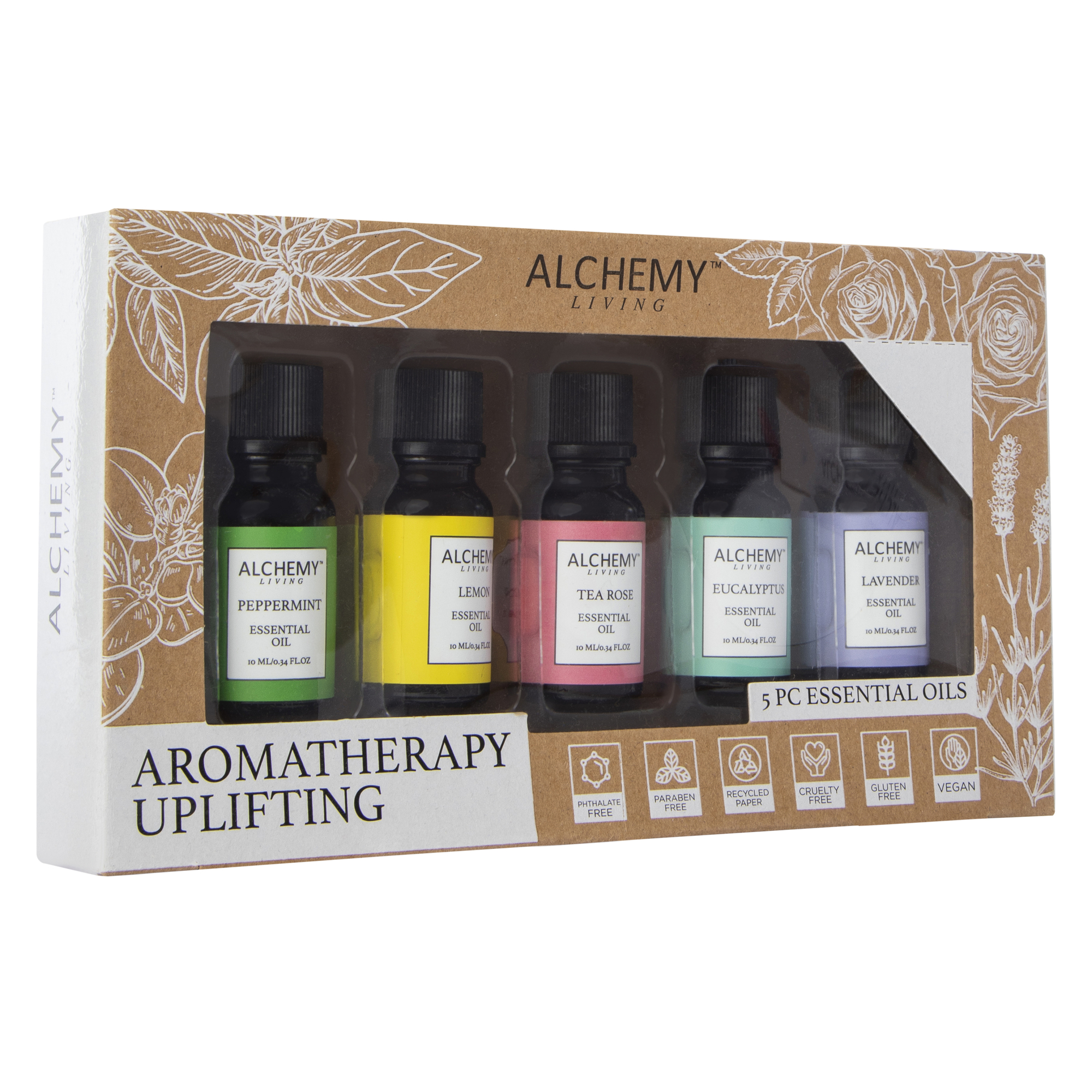 Alchemy Living™ 5-Piece Essential Oils Set - Uplifting Aromatherapy