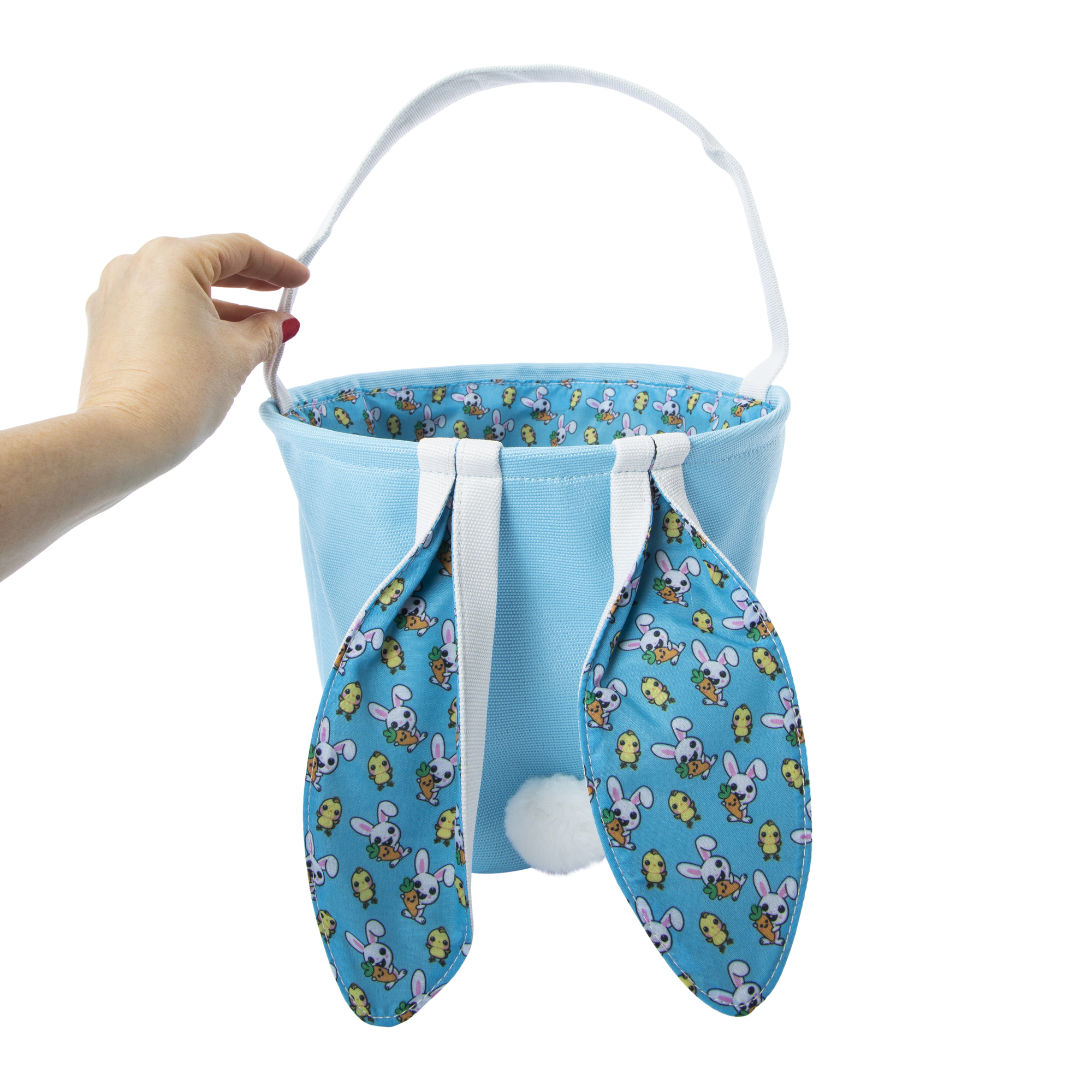 Bunny Ears Fabric Easter Basket 10.5in