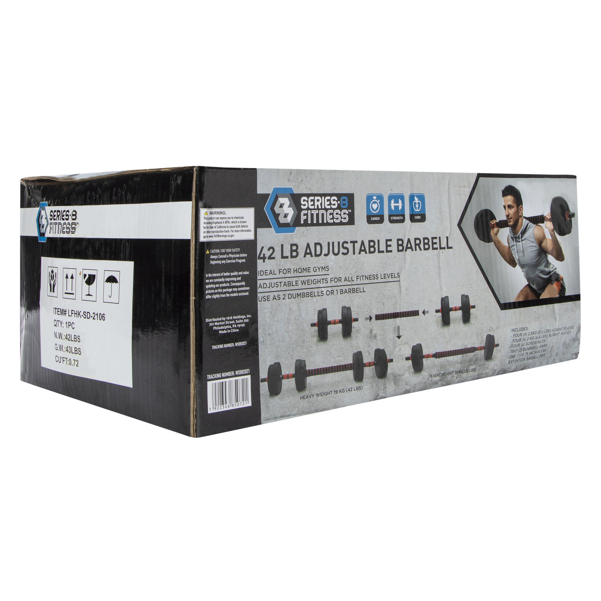 42 lb. Adjustable Barbell & Dumbbell Weights Set