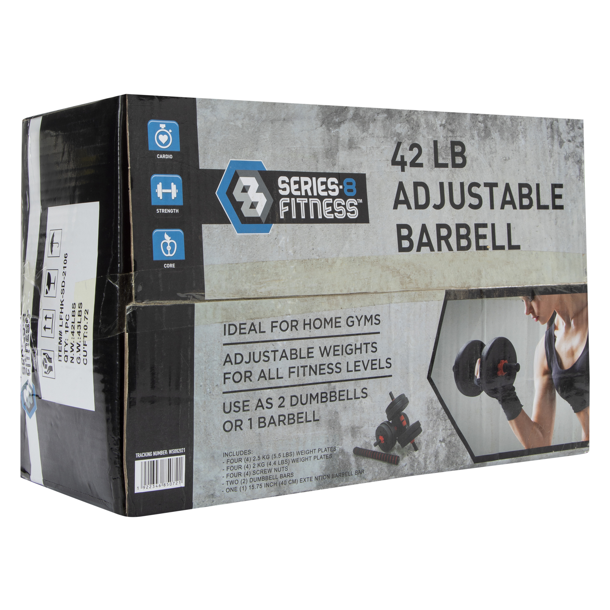 42 lb. Adjustable Barbell & Dumbbell Weights Set