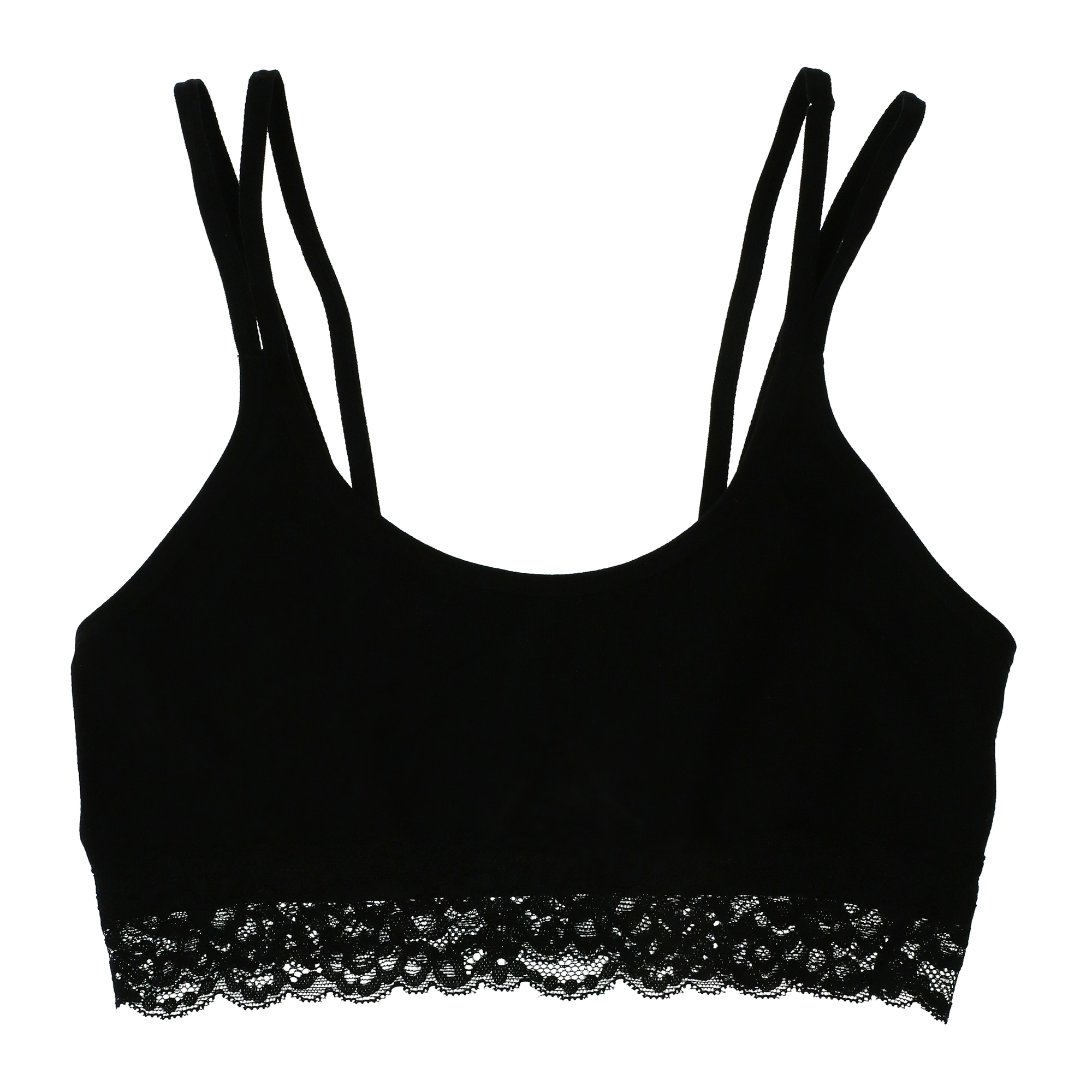 Black Strappy Bralette With Lace