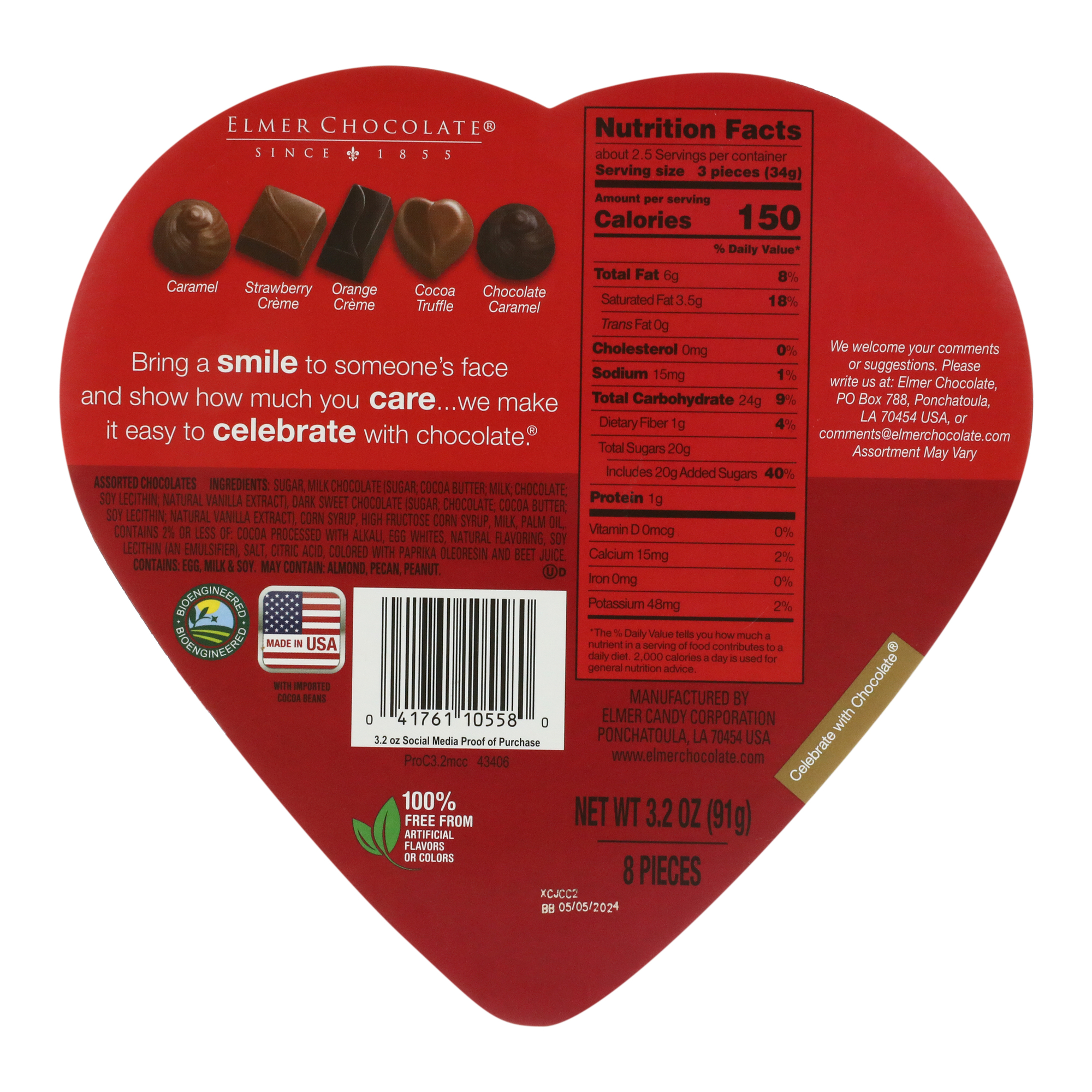 Elmer Chocolate® Valentine Chocolate Heart Box 3.2oz
