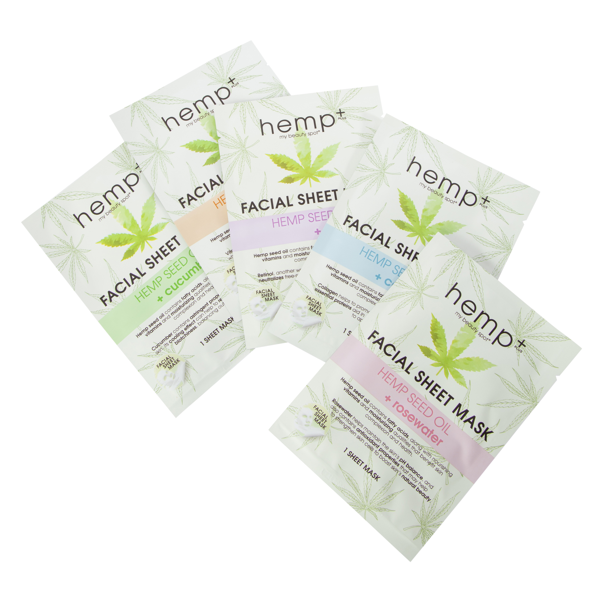 My Beauty Spot® Hemp+ Facial Sheet Masks 5-Pack
