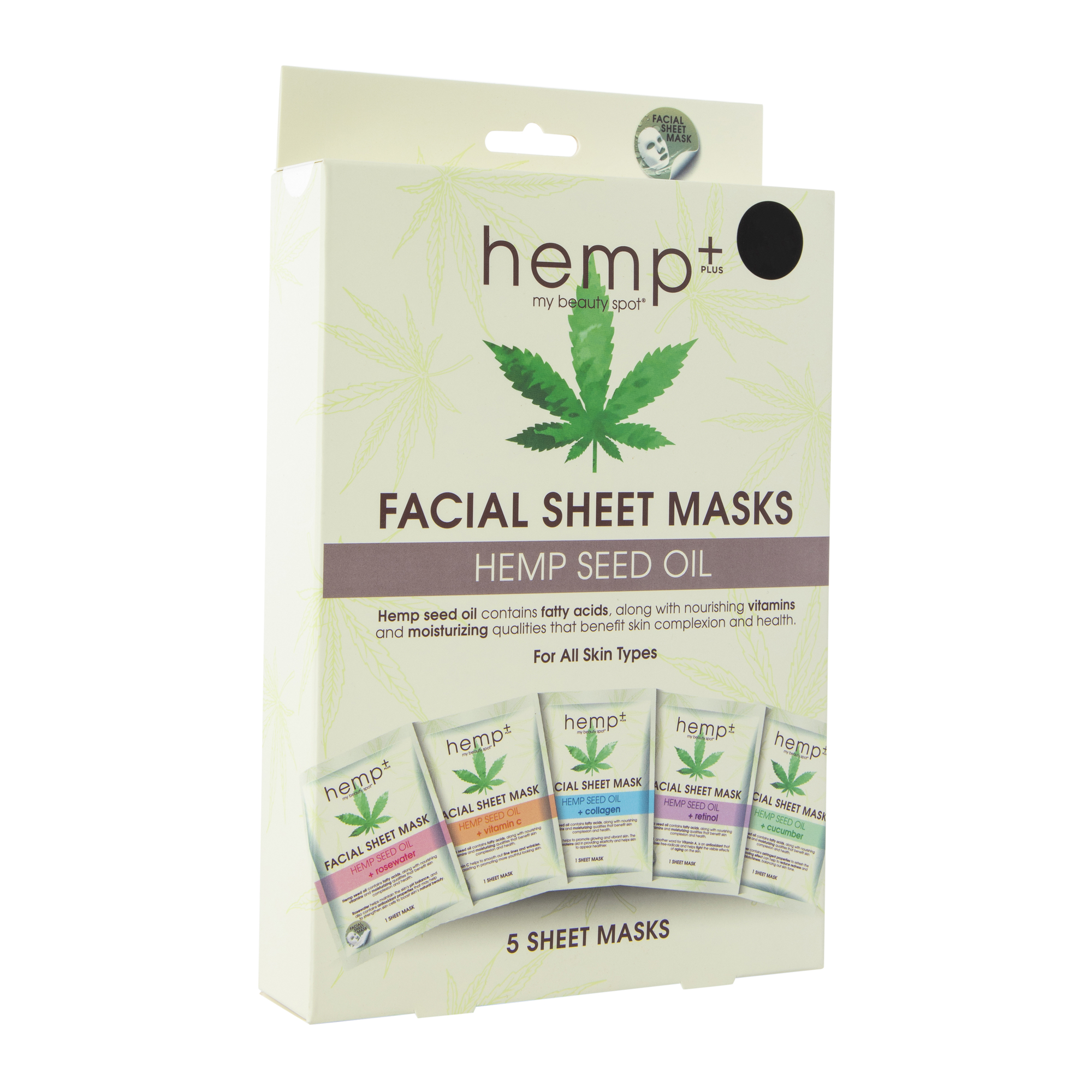 My Beauty Spot® Hemp+ Facial Sheet Masks 5-Pack