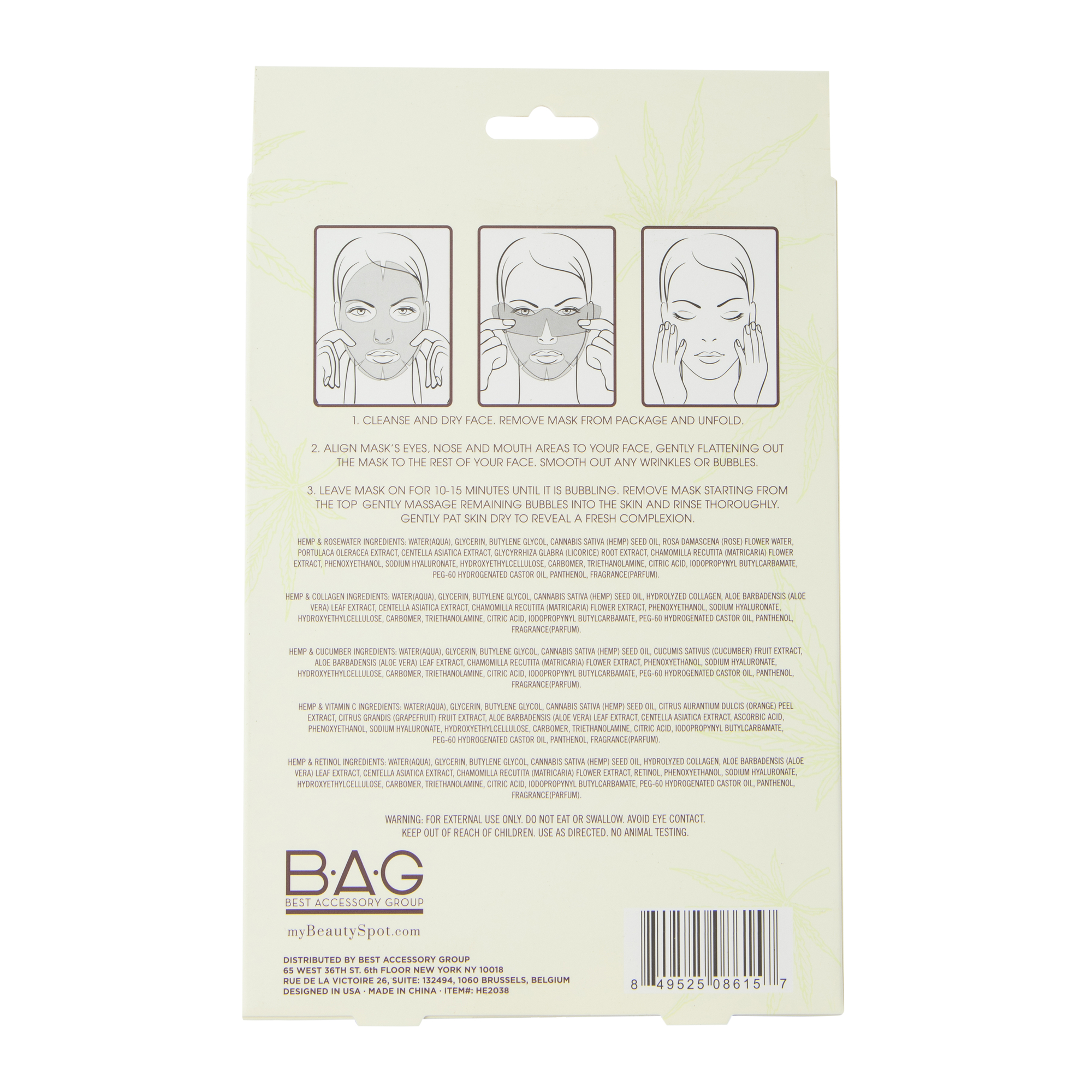 My Beauty Spot® Hemp+ Facial Sheet Masks 5-Pack