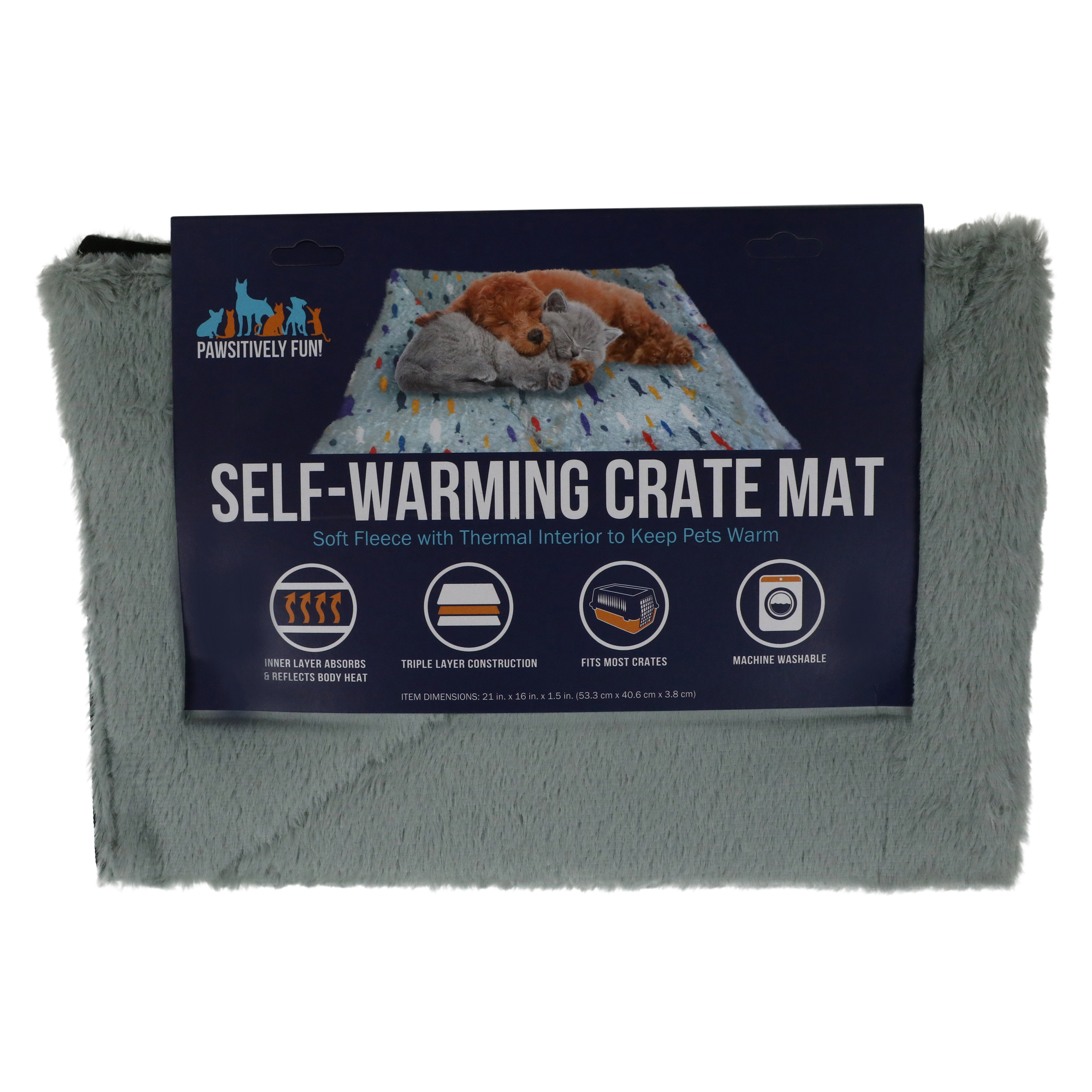 Self-Warming Pet Crate Mat 16in x 21in