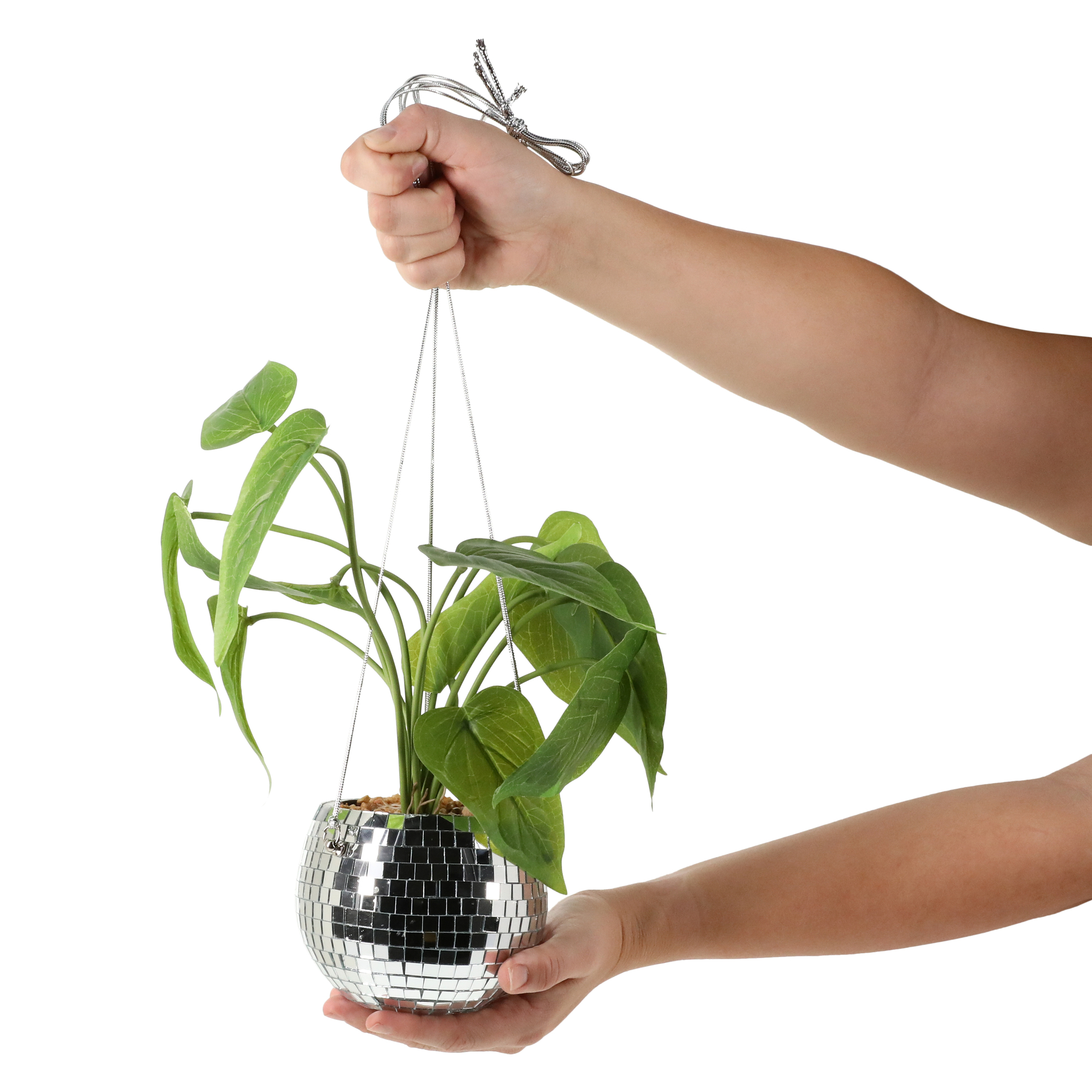 Faux Plant Disco Ball Planter 22.5in