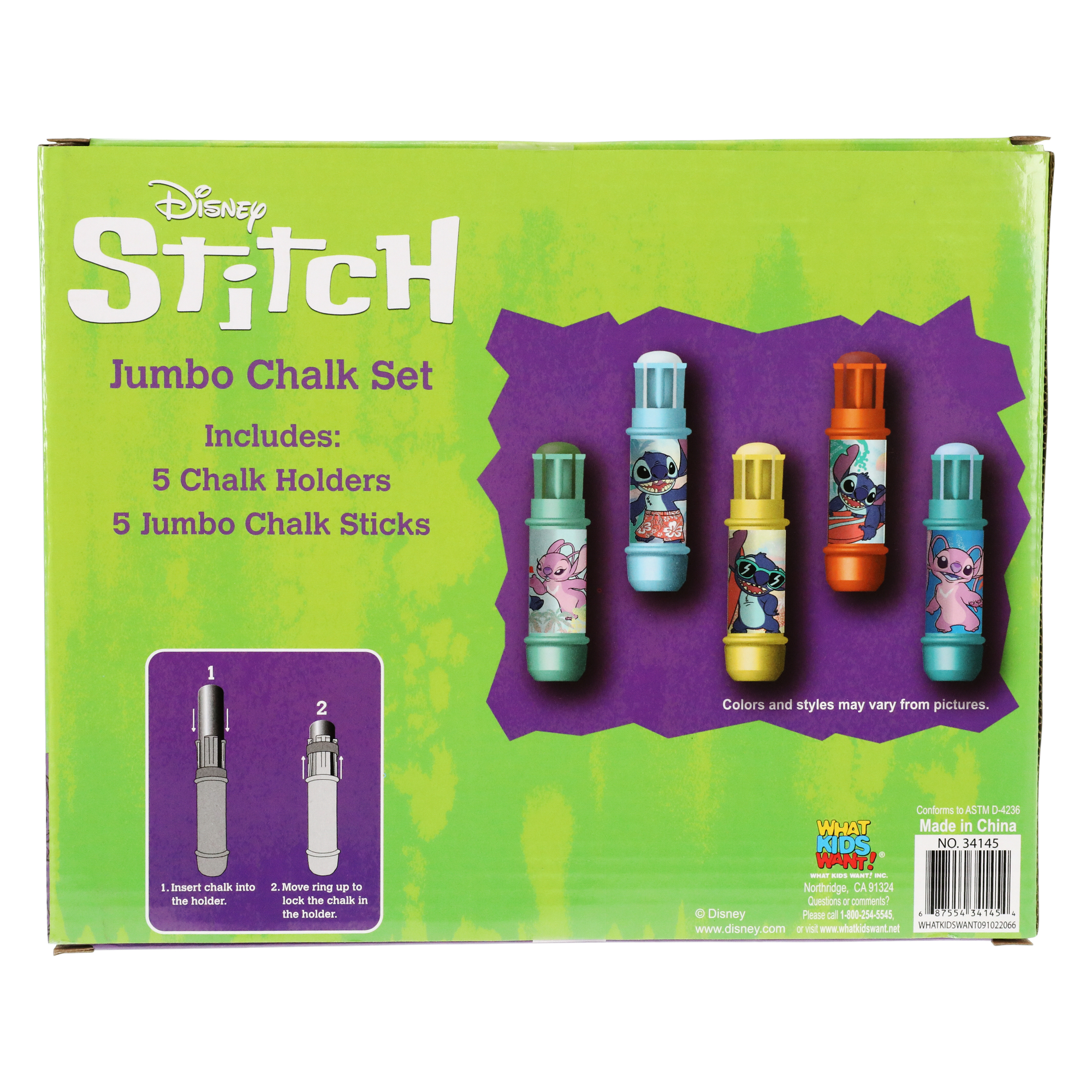 Disney Lilo & Stitch Jumbo Chalk Set With Holders 10-Piece