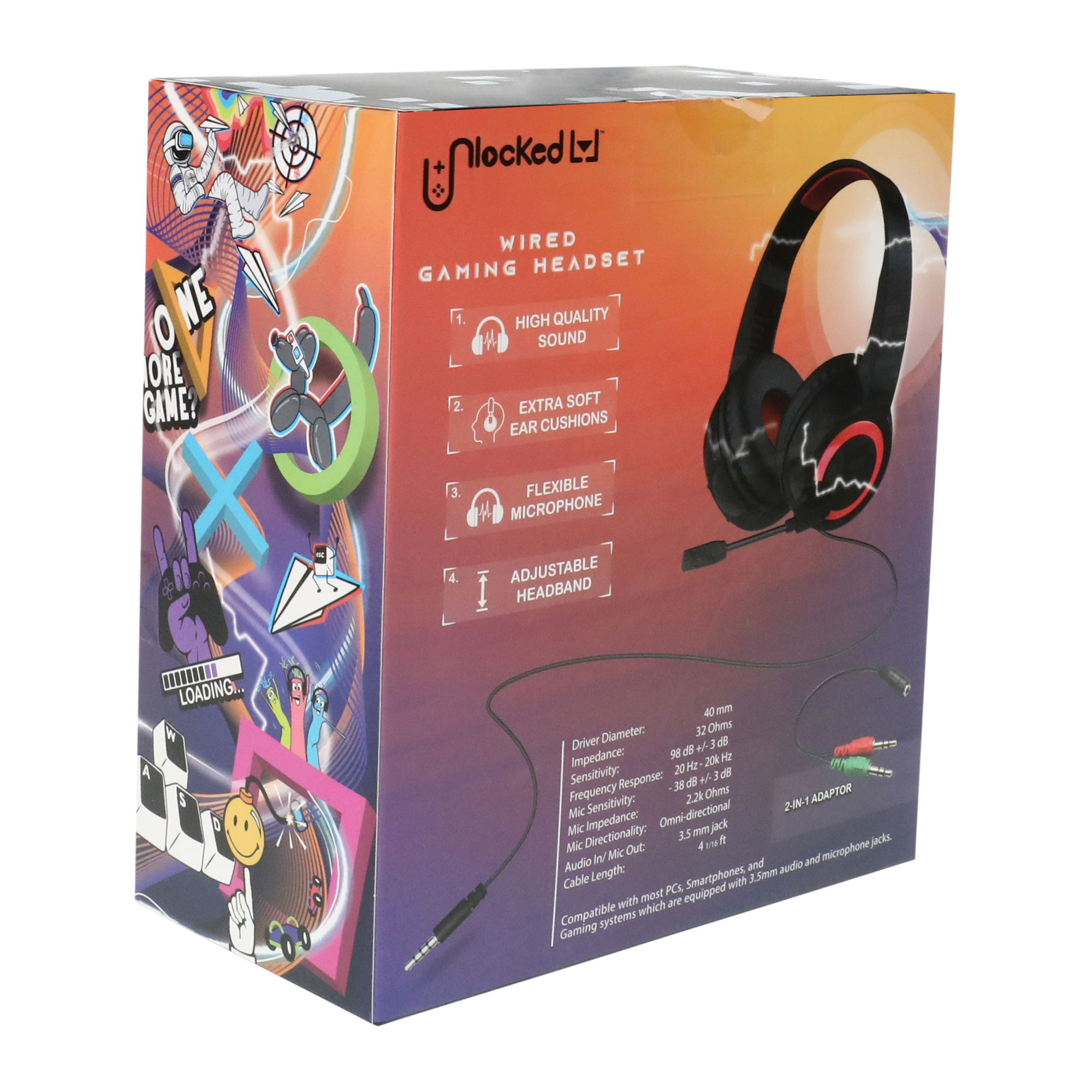 Unlocked Lvl™ Wired Gaming Headset With Boom Mic