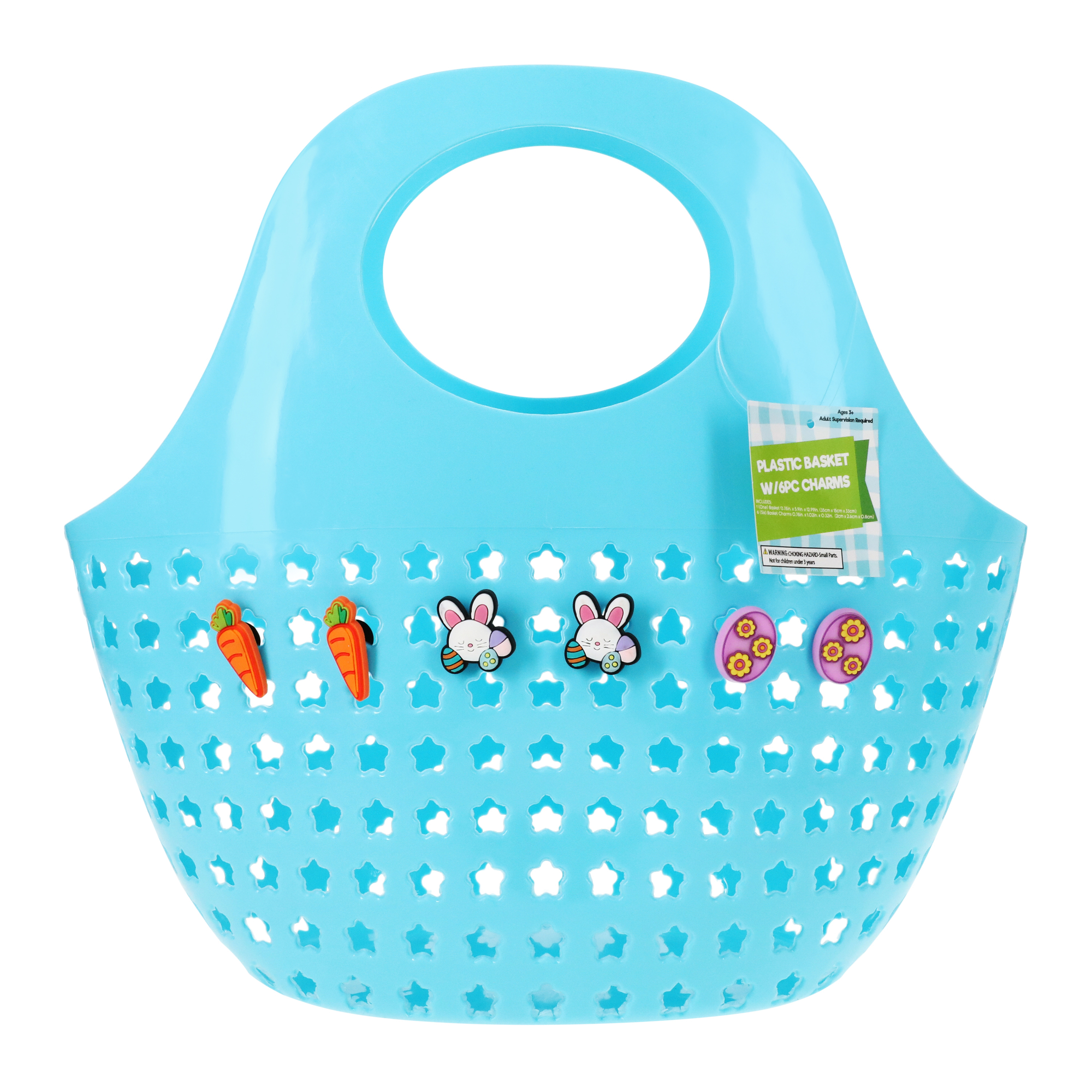 Plastic Basket With Charms 13.7in x 12.9in