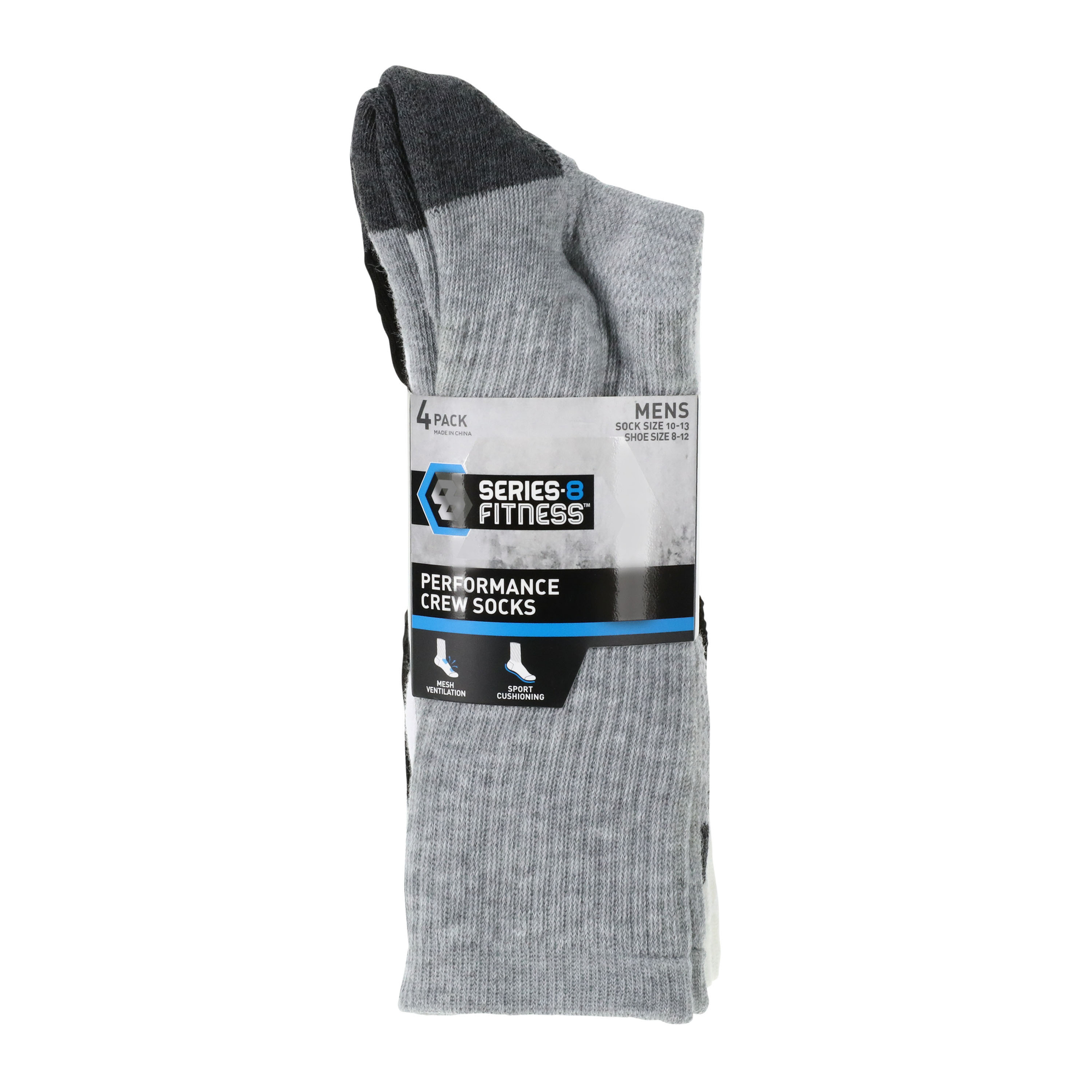 Series-8 Fitness™ Mens Performance Crew Socks 4-Pack