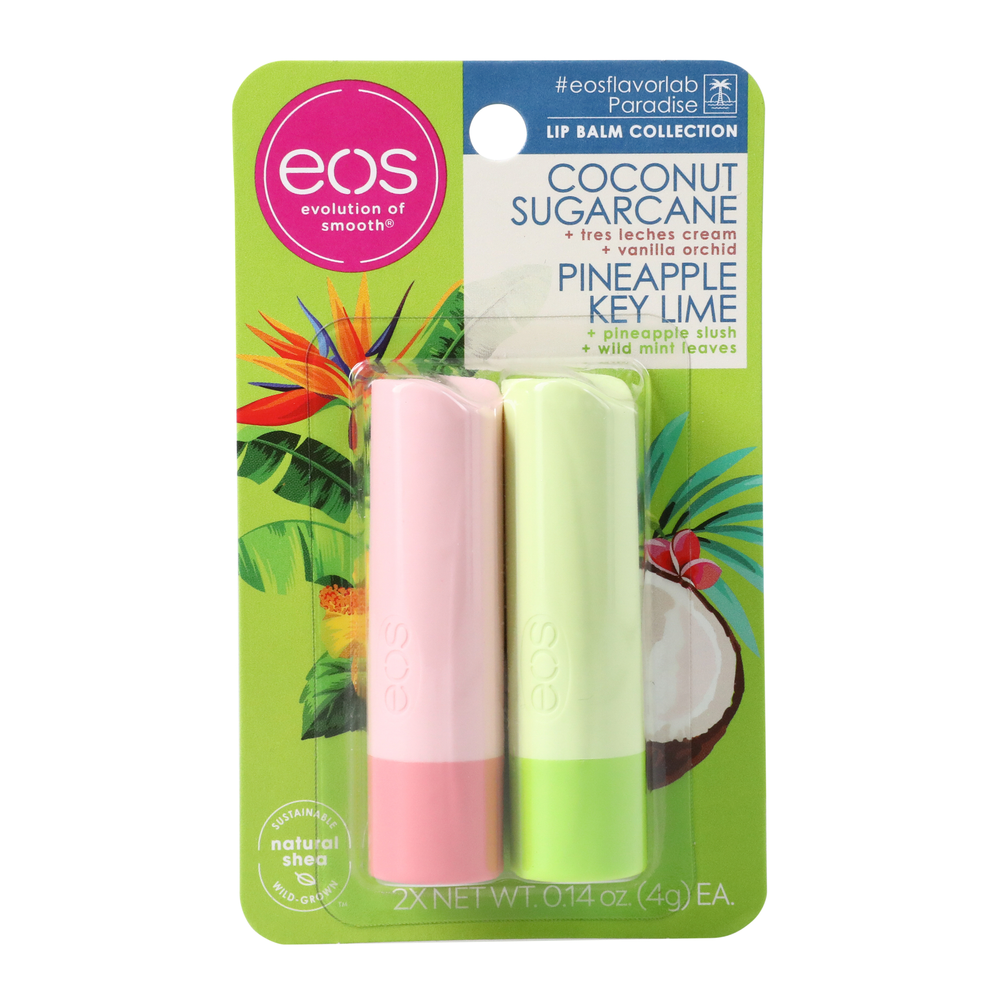 Eos® Coconut Sugarcane & Pineapple Key Lime Lip Balm 2-Pack