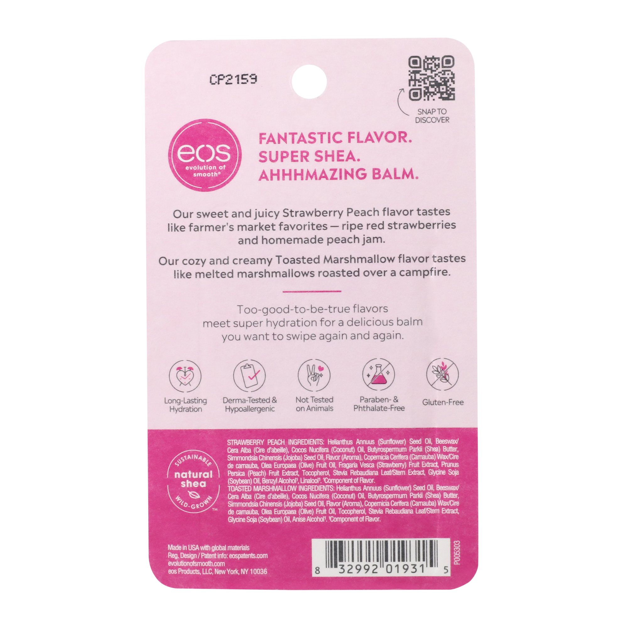 Eos® Strawberry Peach & Toasted Marshmallow Lip Balm Stick 2-Pack