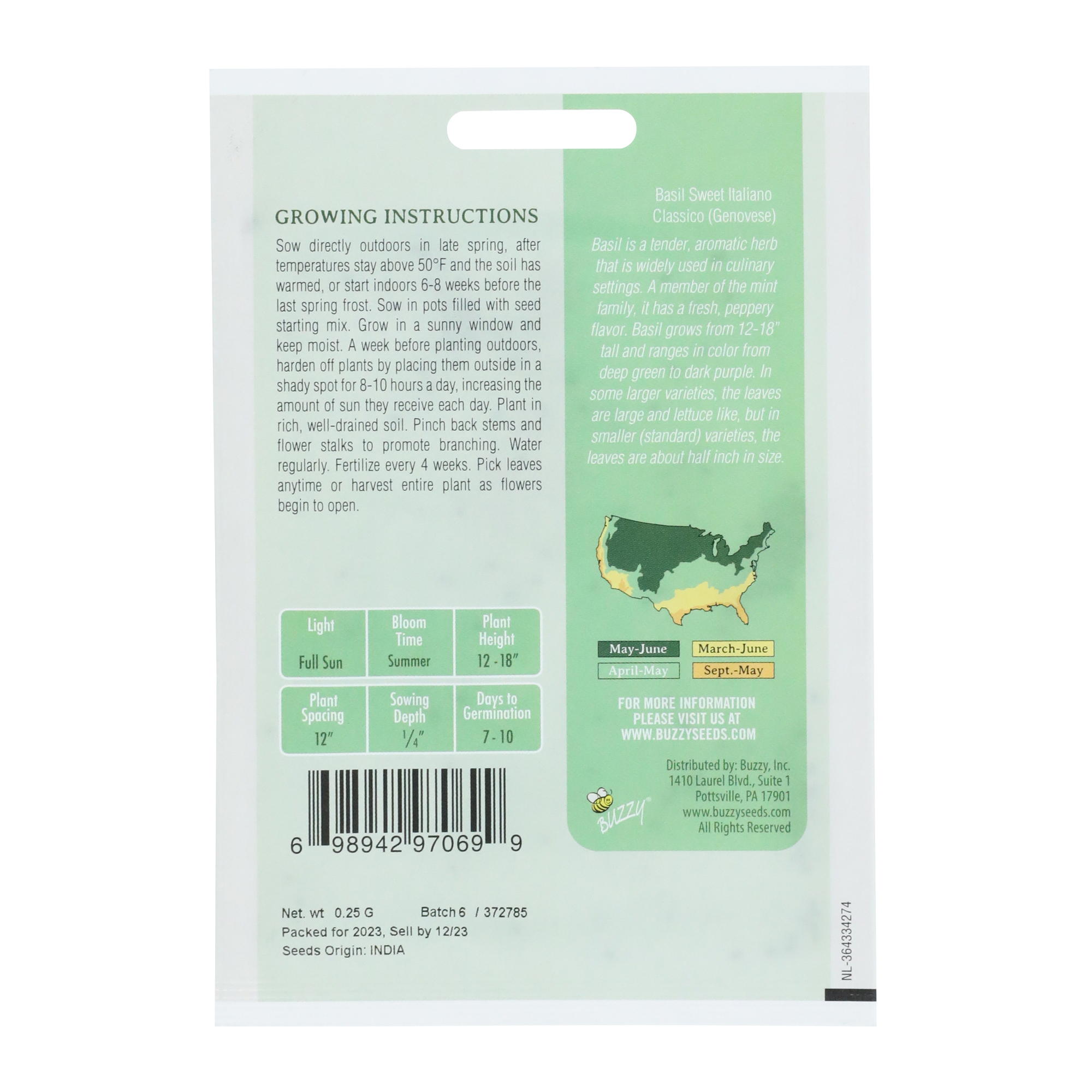 Buzzy® Non-Gmo Seed Packet - Basil