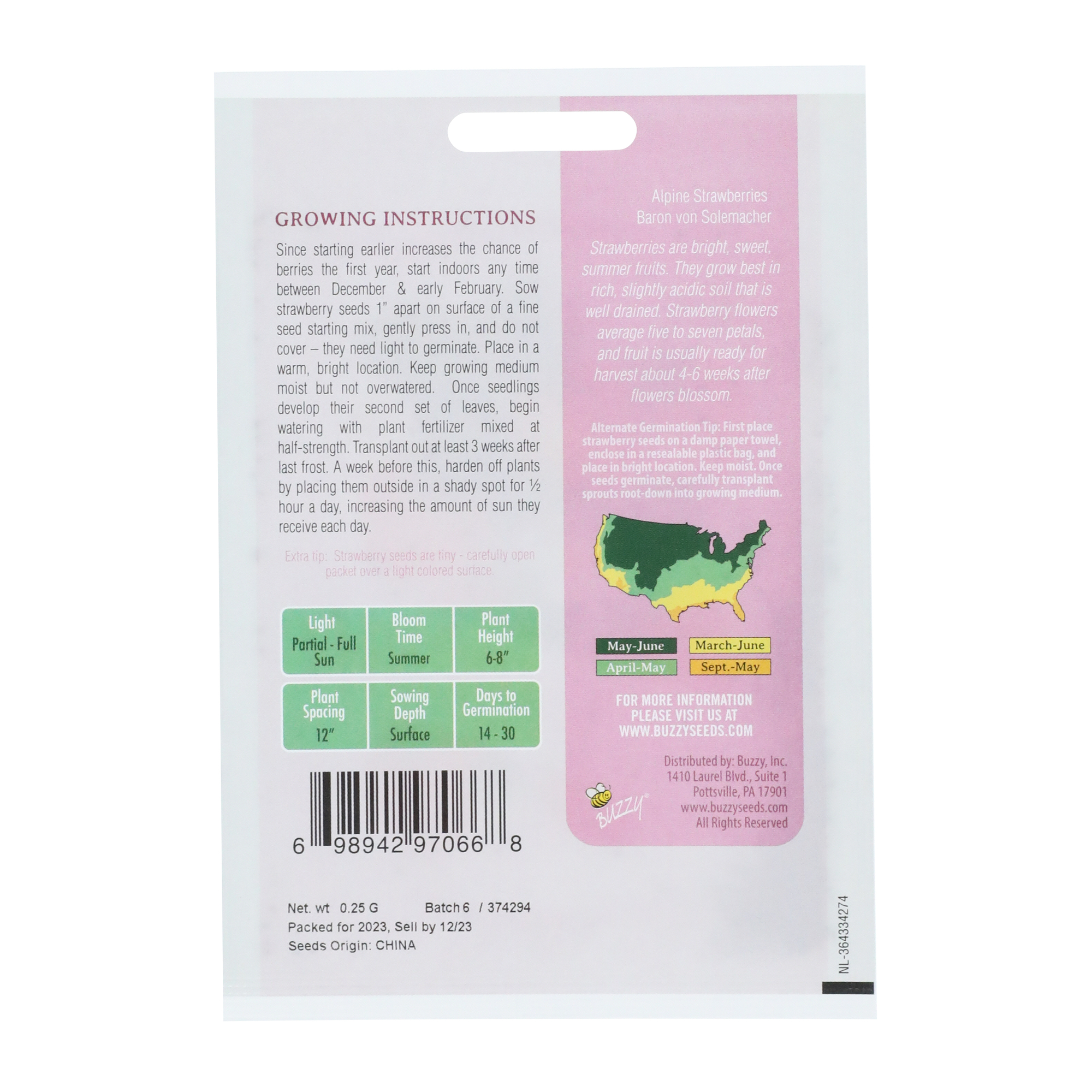 Buzzy® Non-Gmo Seed Packet - Strawberry