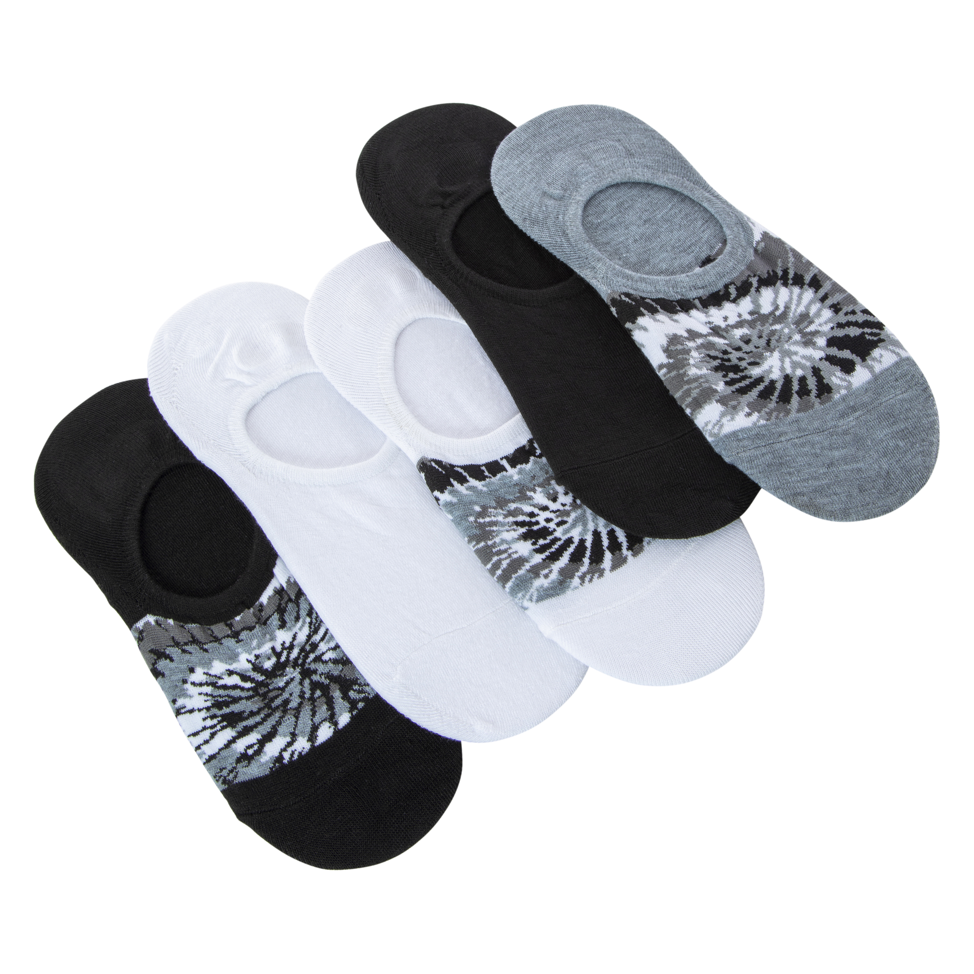 Ladies No-Show Liner Socks 5-Pack - Tie Dye