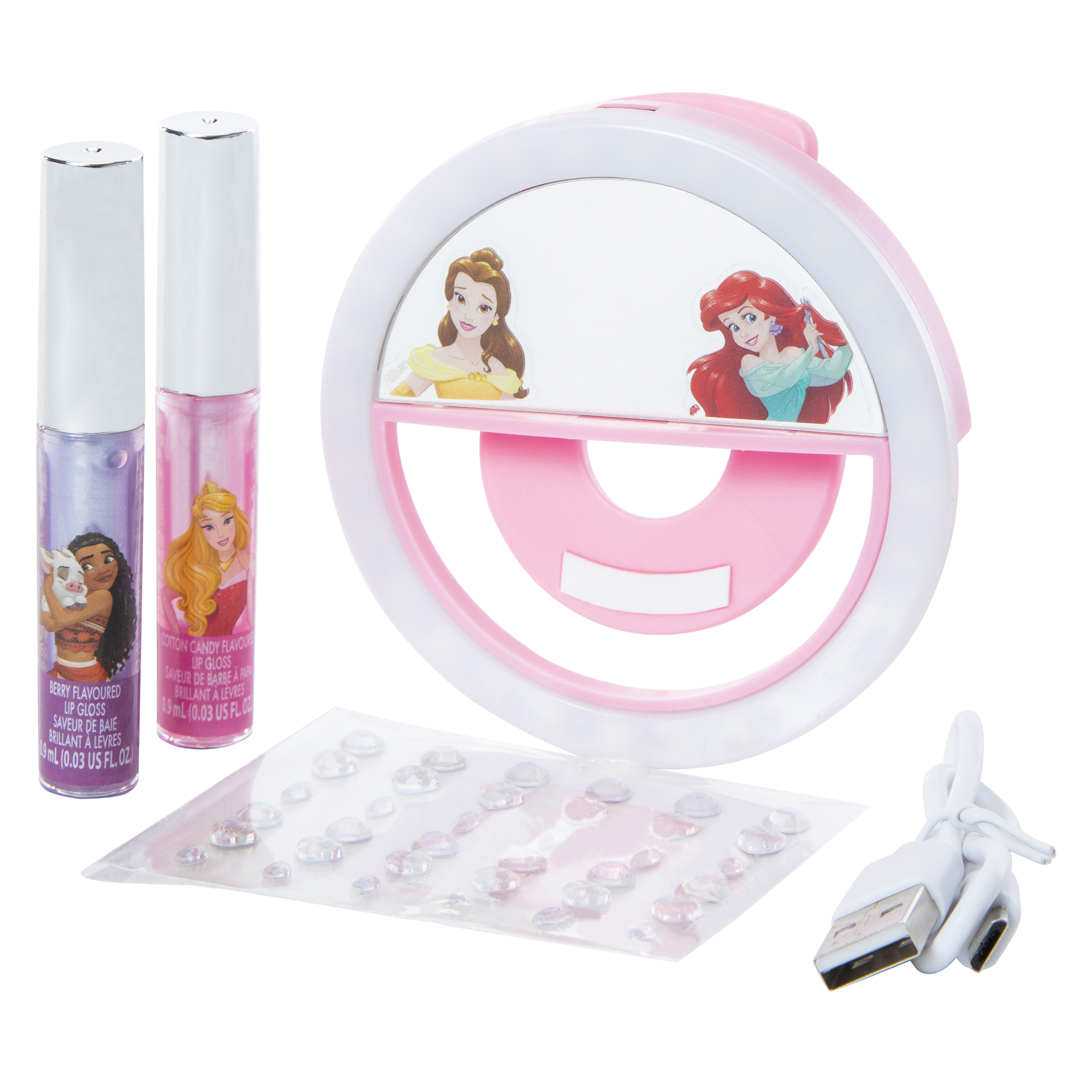 Disney Princess Light Up Makeup Mirror Beauty Set 4-Piece