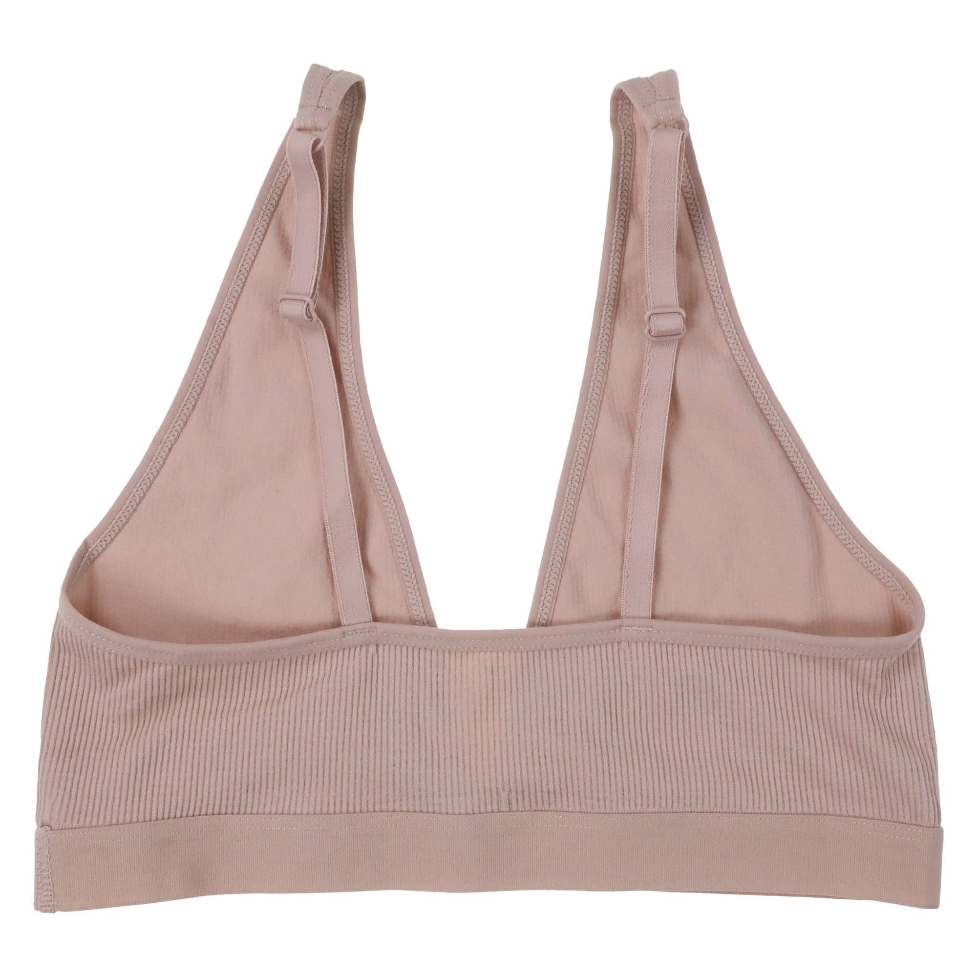 Juniors Tan Ribbed V-Neck Bralette