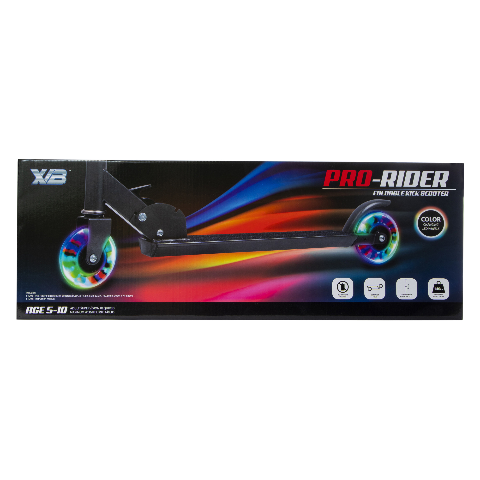 Pro Rider Kids' Folding Light-Up Scooter With LED Wheels