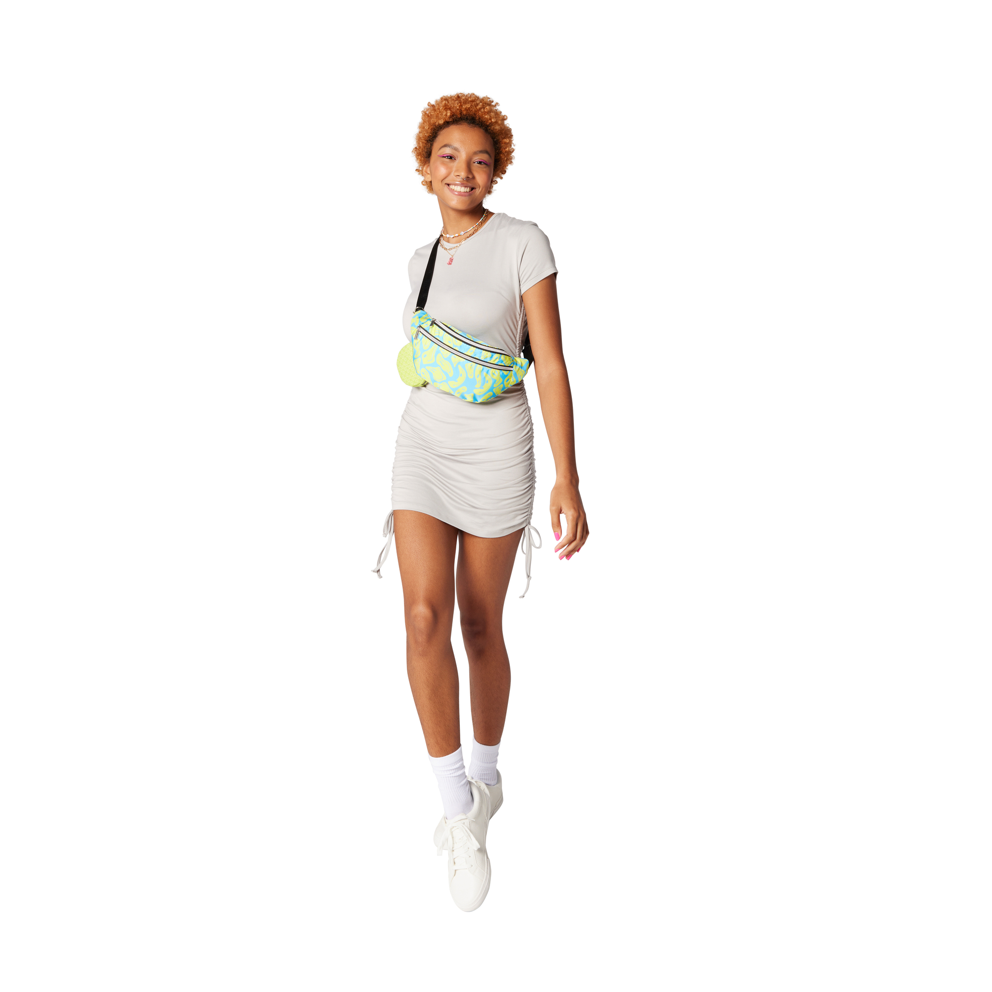 Juniors Gray Rouched Dress