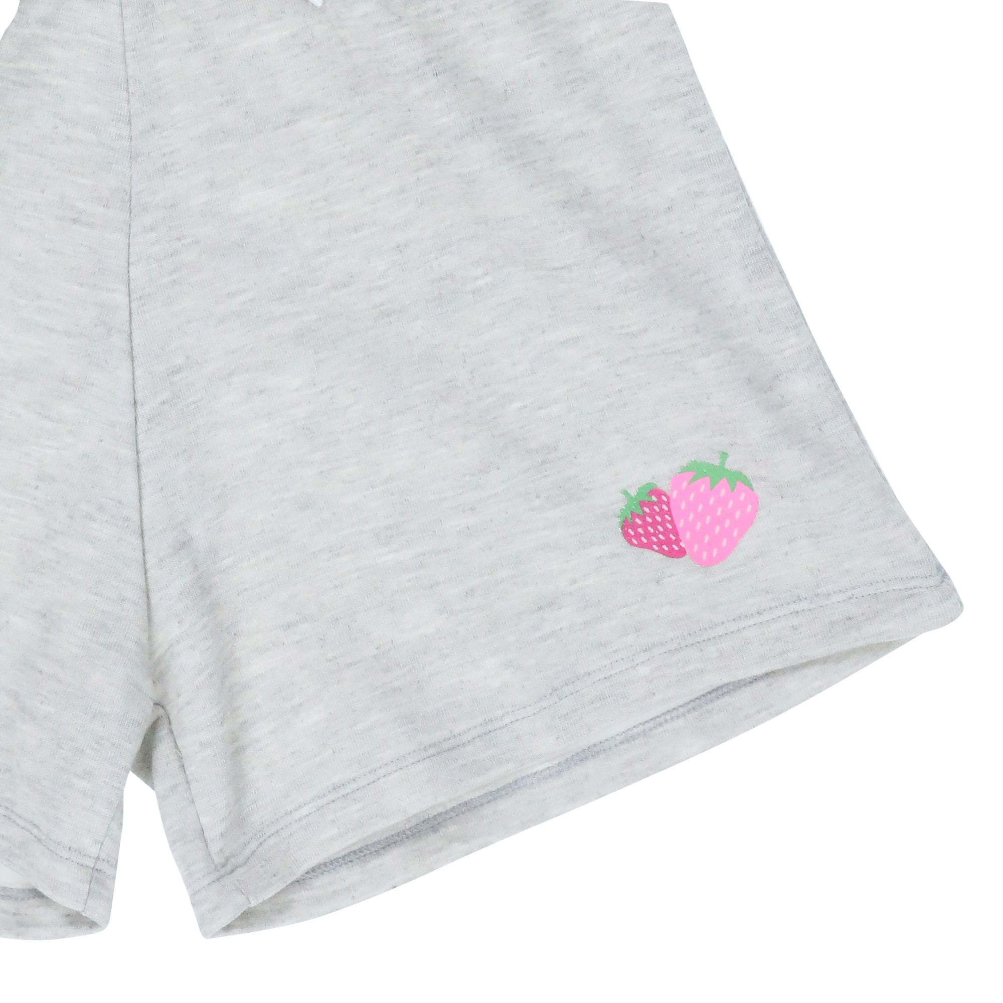 Juniors Gray Fleece Sweat Shorts With Strawberries