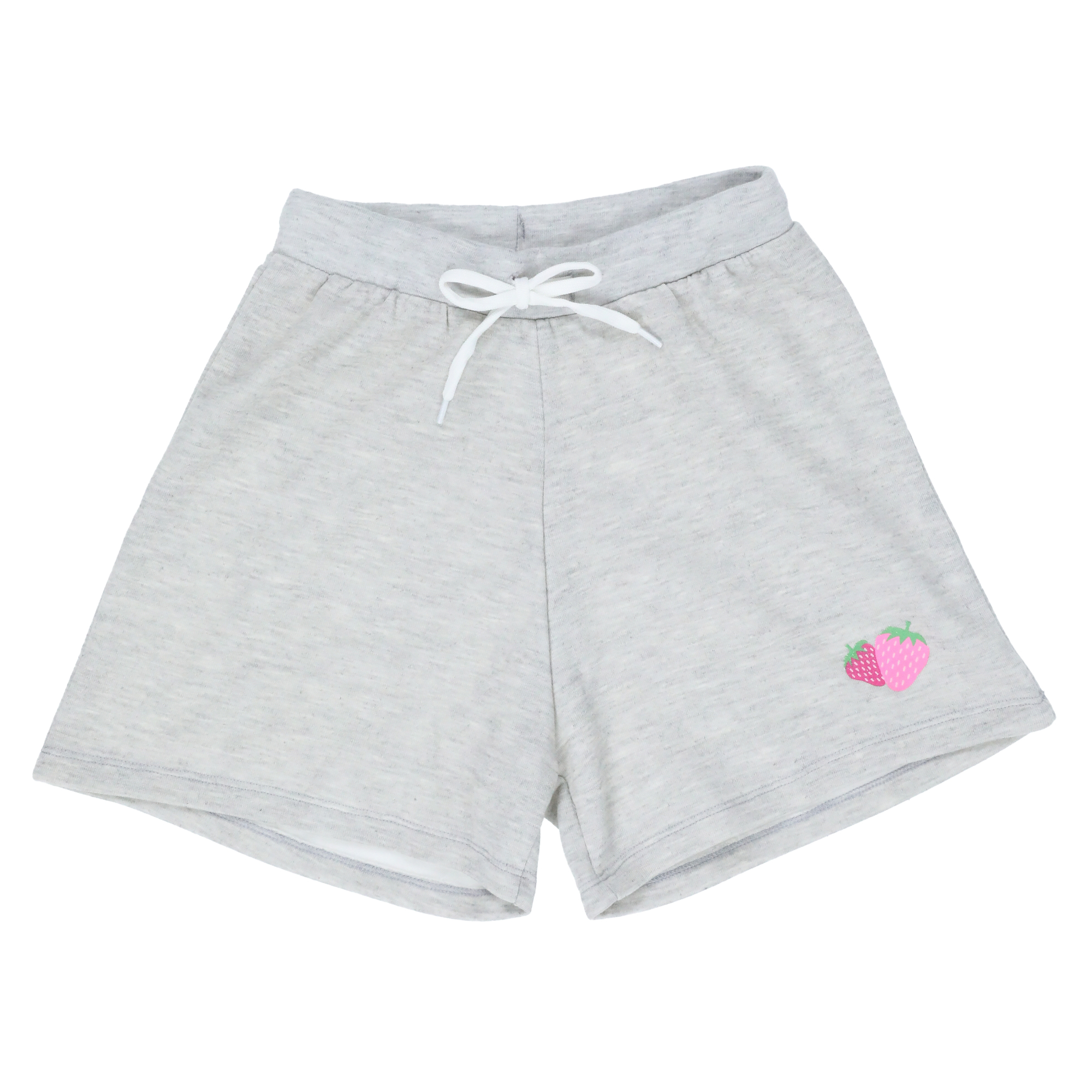 Juniors Gray Fleece Sweat Shorts With Strawberries
