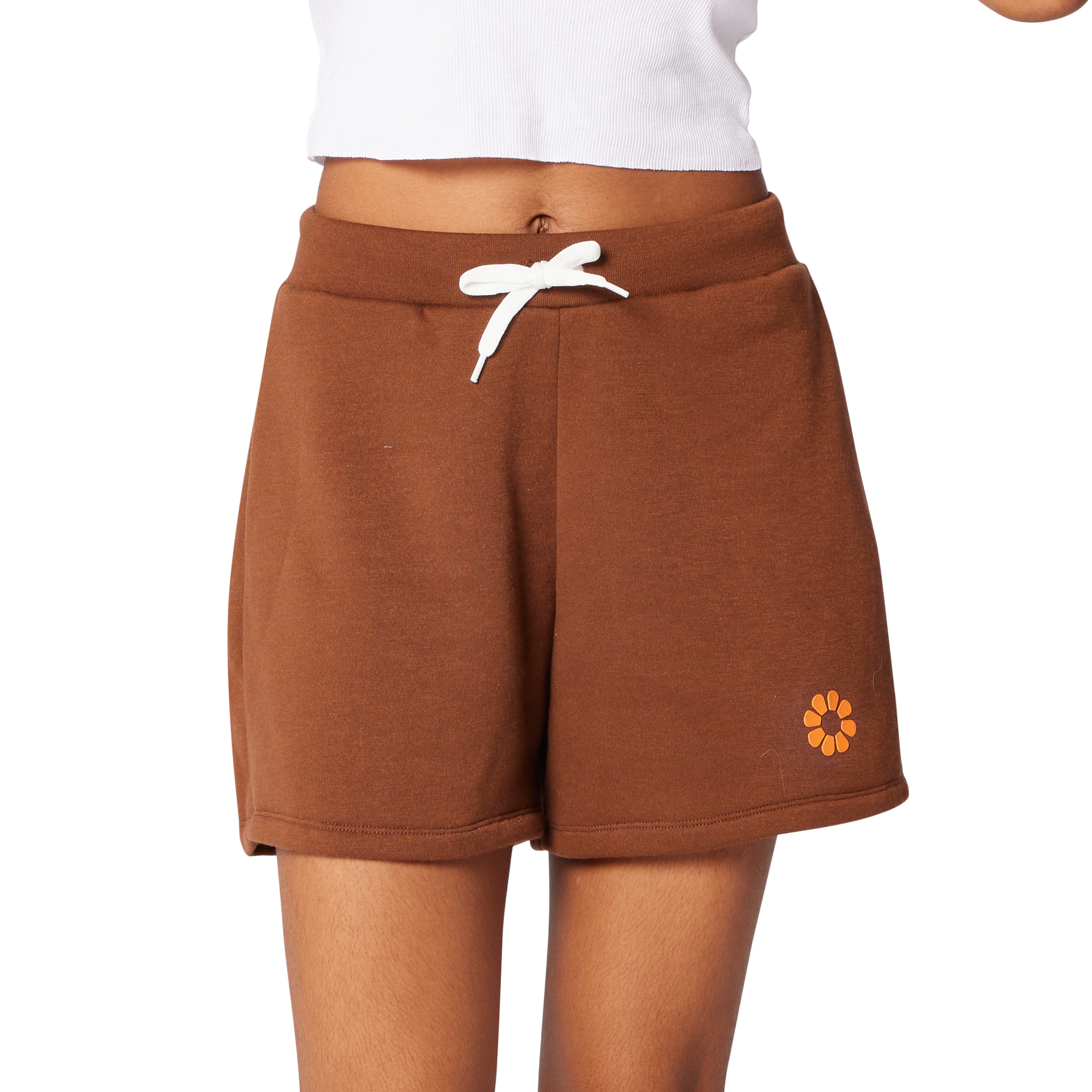 Juniors Brown Fleece Shorts