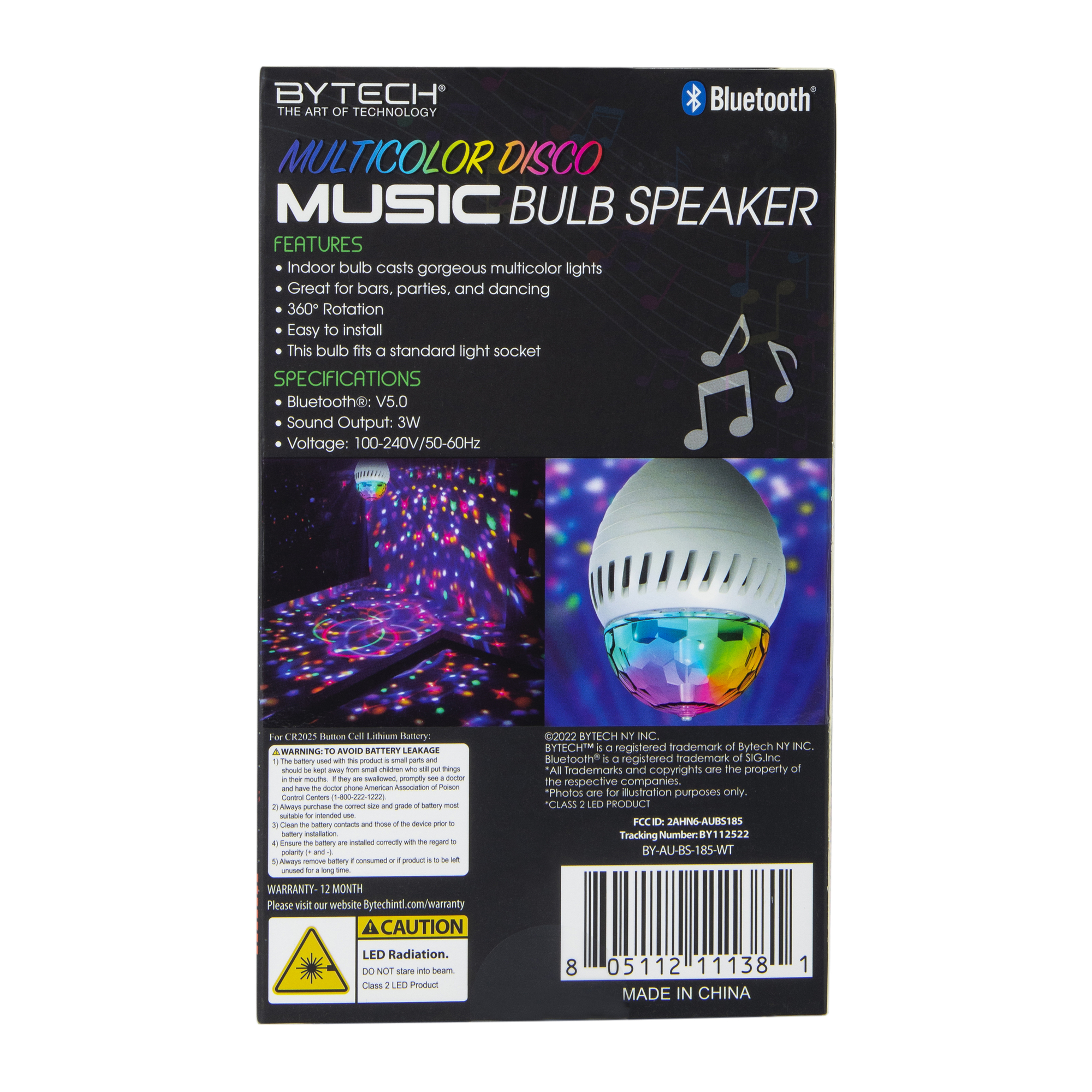 Rotating Disco LED Light Bulb Bluetooth® Speaker