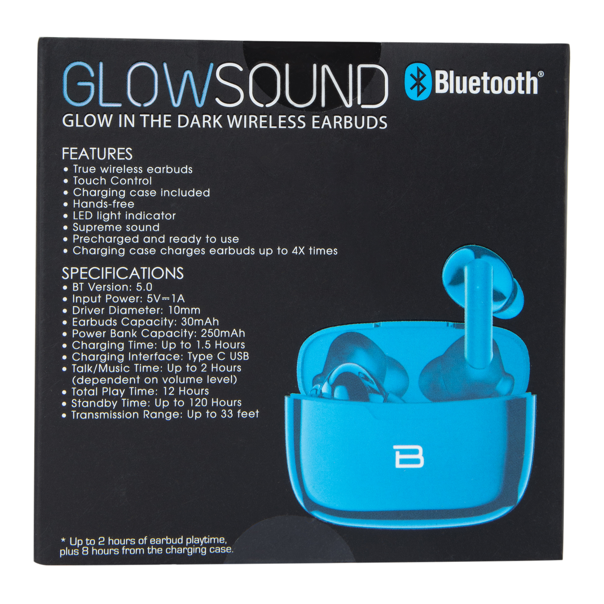 Glow The Dark Bluetooth® Earbuds With Mic