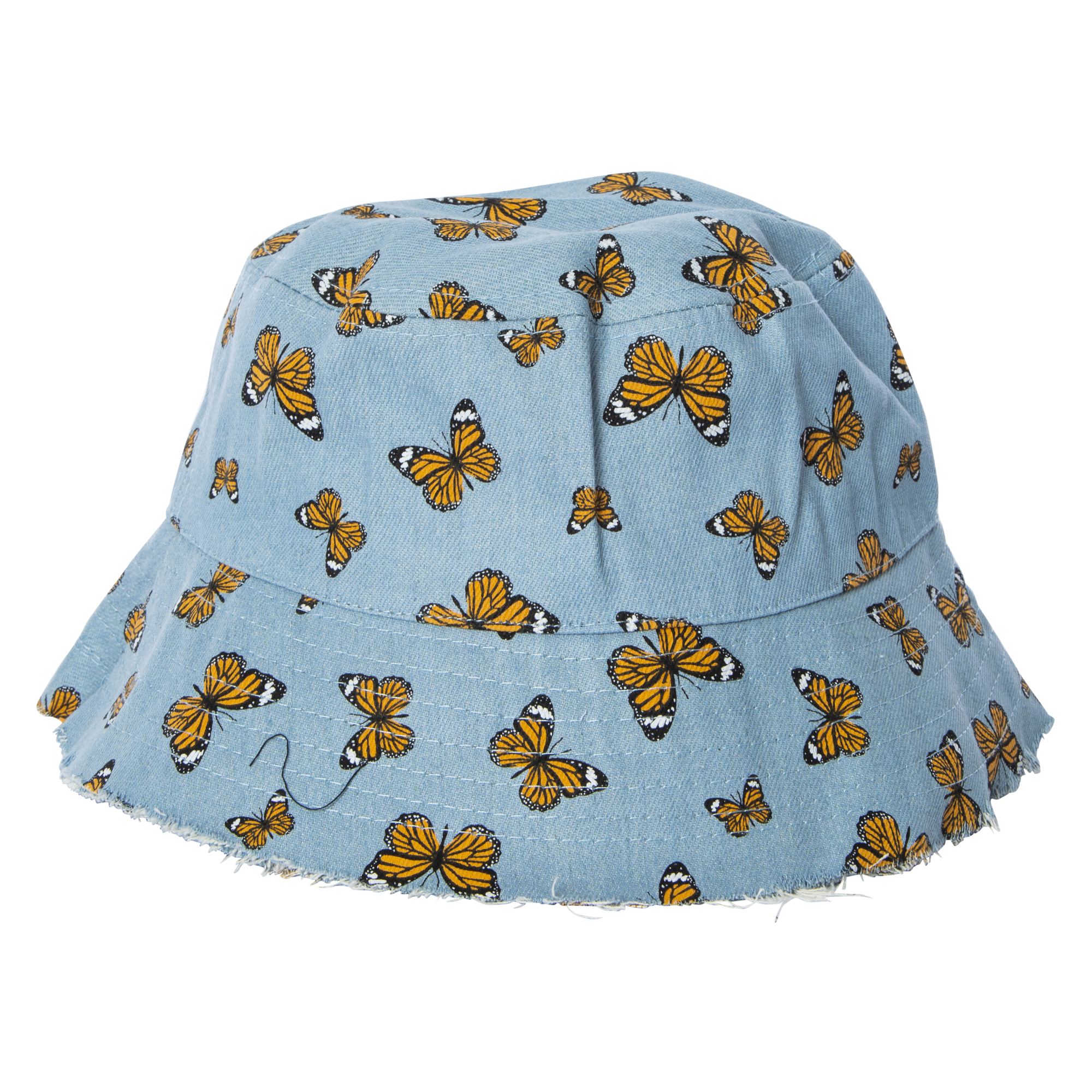 Printed Frayed Edge Bucket Hat