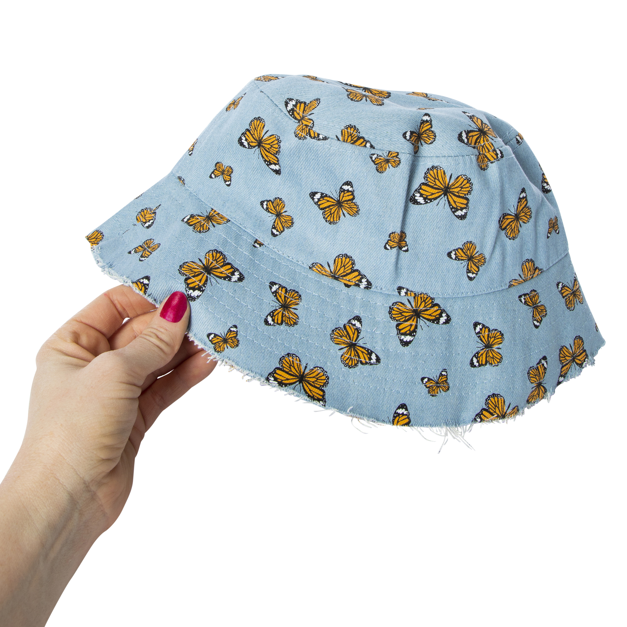 Printed Frayed Edge Bucket Hat
