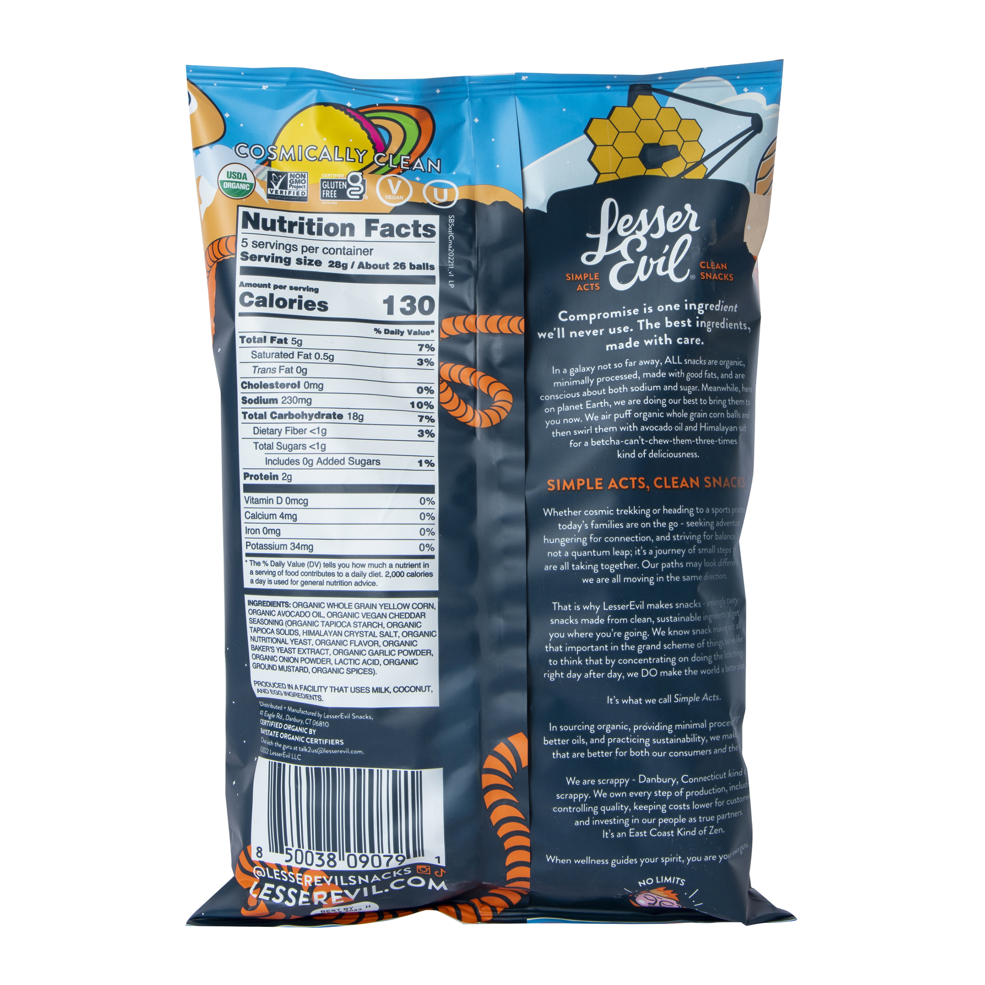 Lesser Evil® Space Balls Cinnamon Sugar Stardust Puffs 5oz