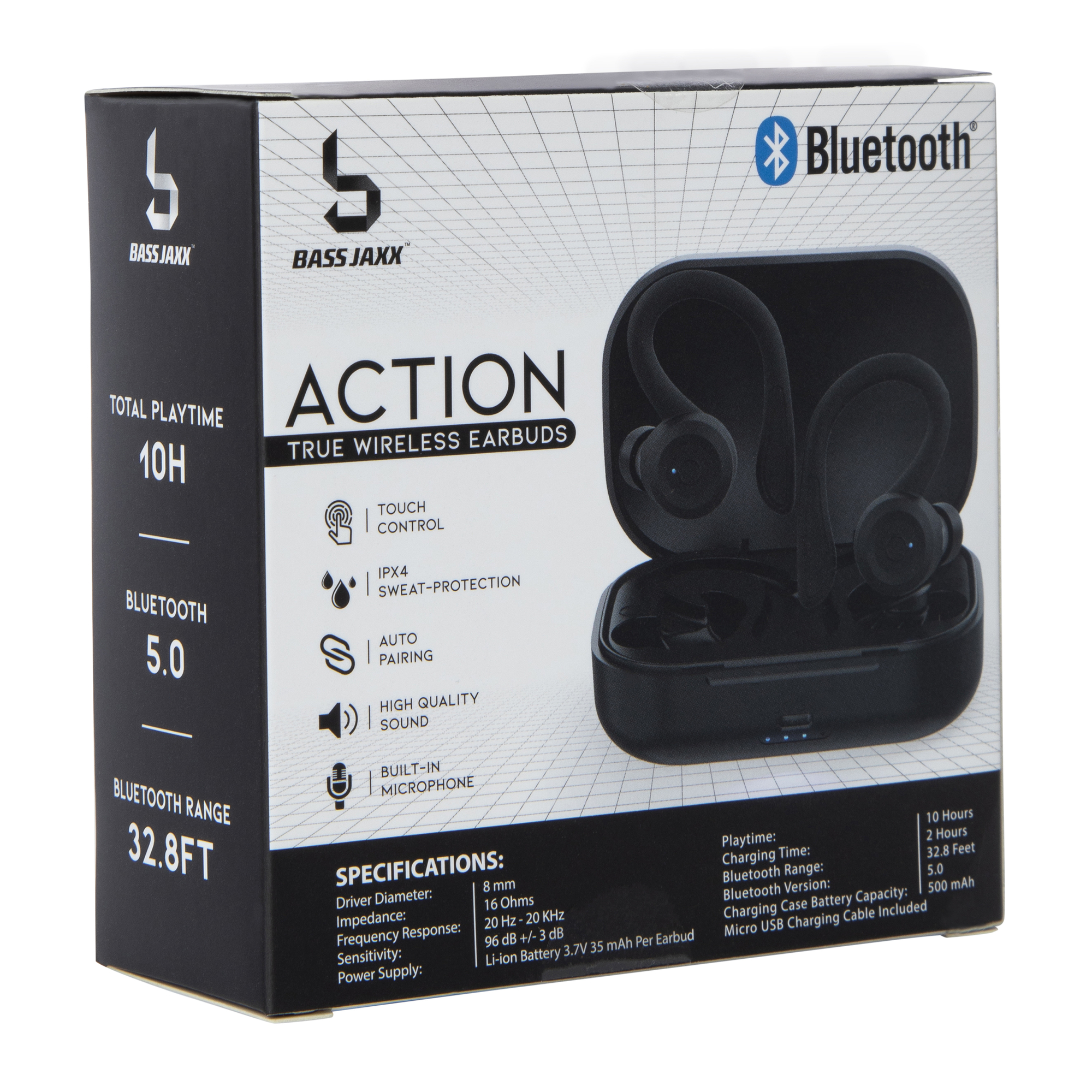 Action Bluetooth® Sport Hook Earbuds With Microphone & Sweat Protection