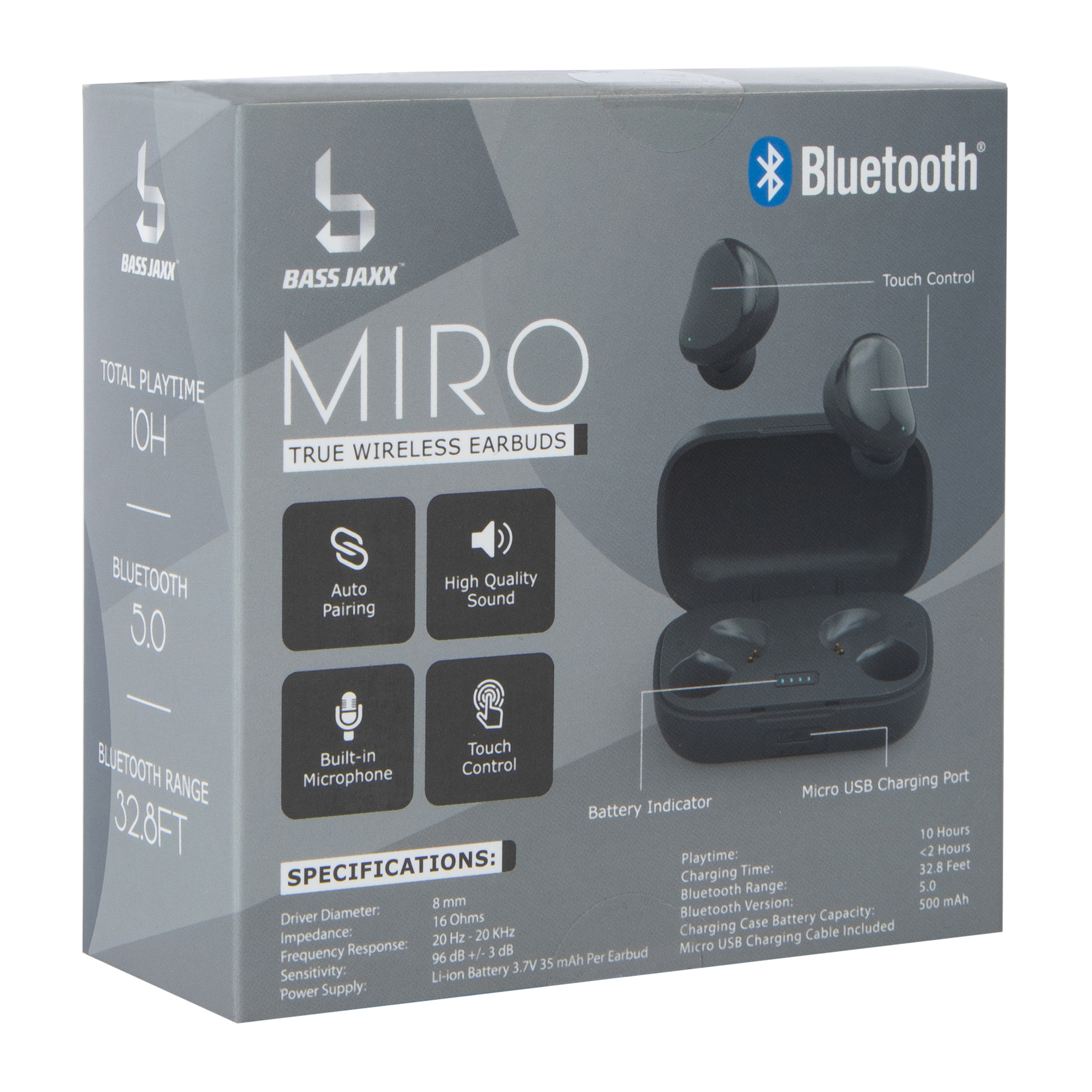 Micro True Wireless Bluetooth® Earbuds With Case & Mic