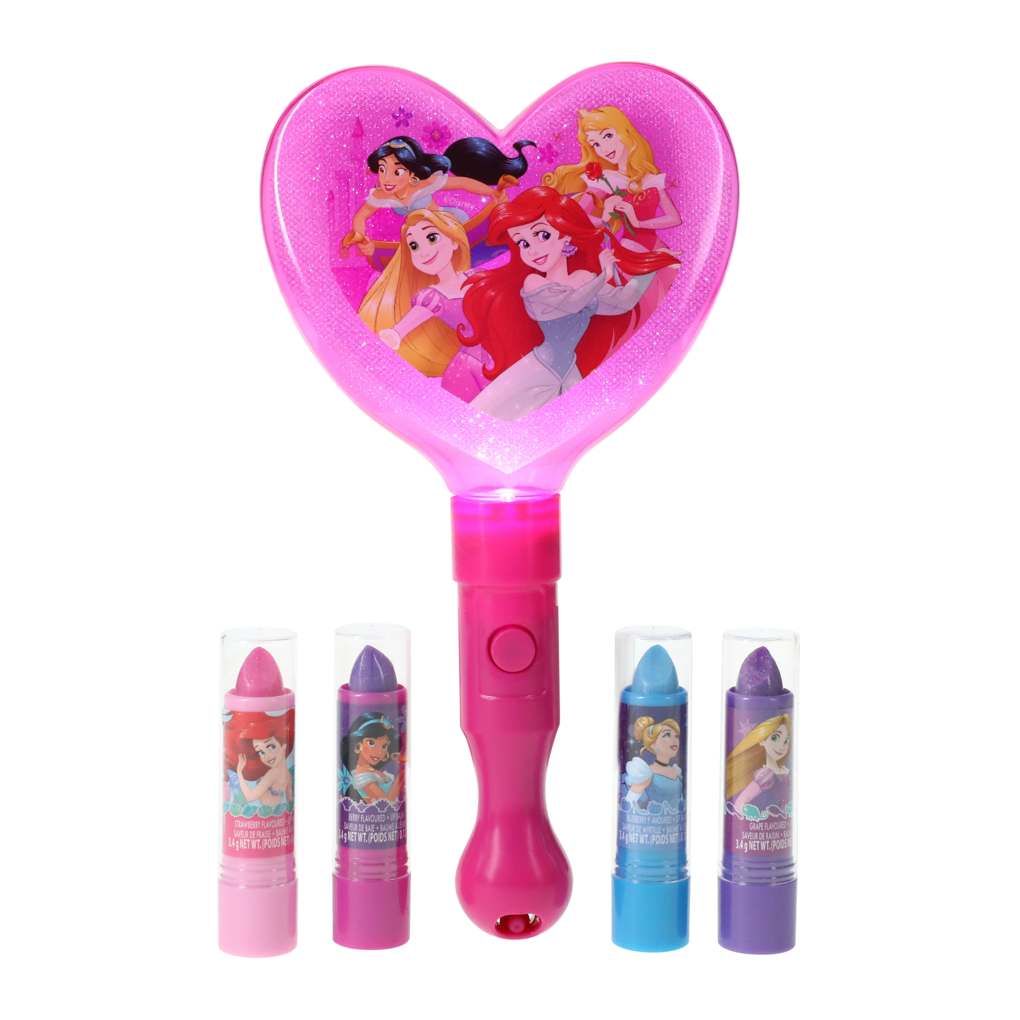 Disney Princess Light-Up Mirror & Flavored Lip Balm 5-Piece Set