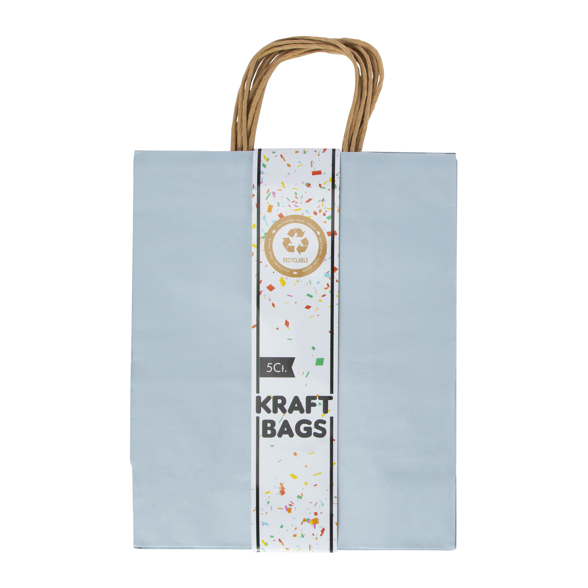 5-Count Large Kraft Gift Bags 13in x 10in - Blue